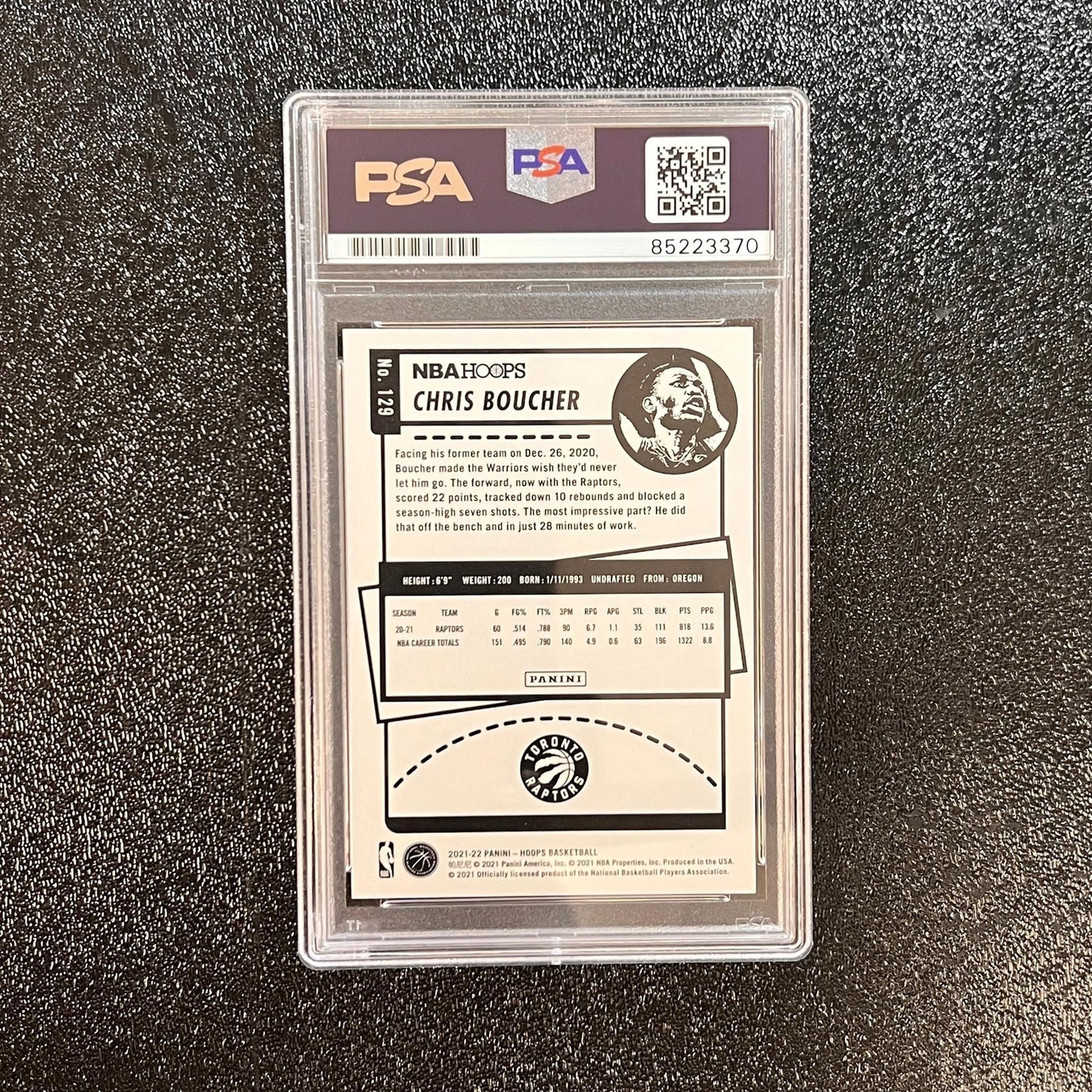 2020-21 Panini Hoops #129 Chris Boucher Signed Card AUTO PSA Slabbed Raptors