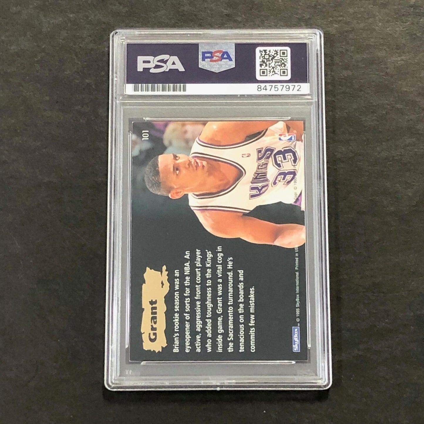 1995 Skybox #101 Brian Grant Signed Card AUTO PSA Slabbed Kings