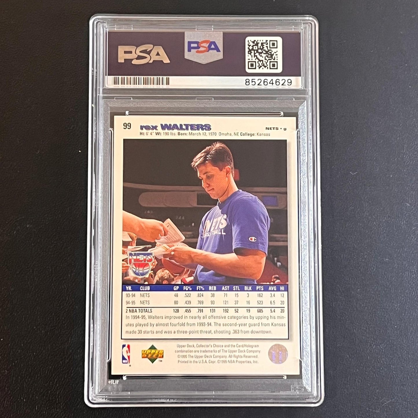 1995-96 Upper Deck Collector's Choice #99 Rex Walters Signed Card AUTO PSA/DNA S