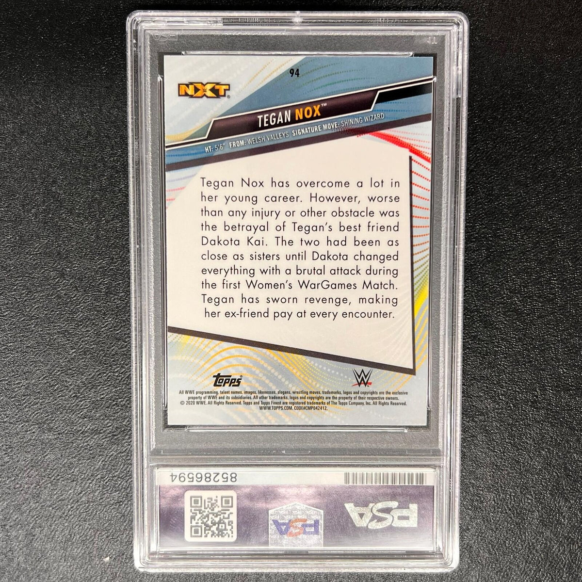 2020 Topps Finest NXT #94 Tegan Nox Signed Card PSA/DNA Slabbed AUTO WWE RC