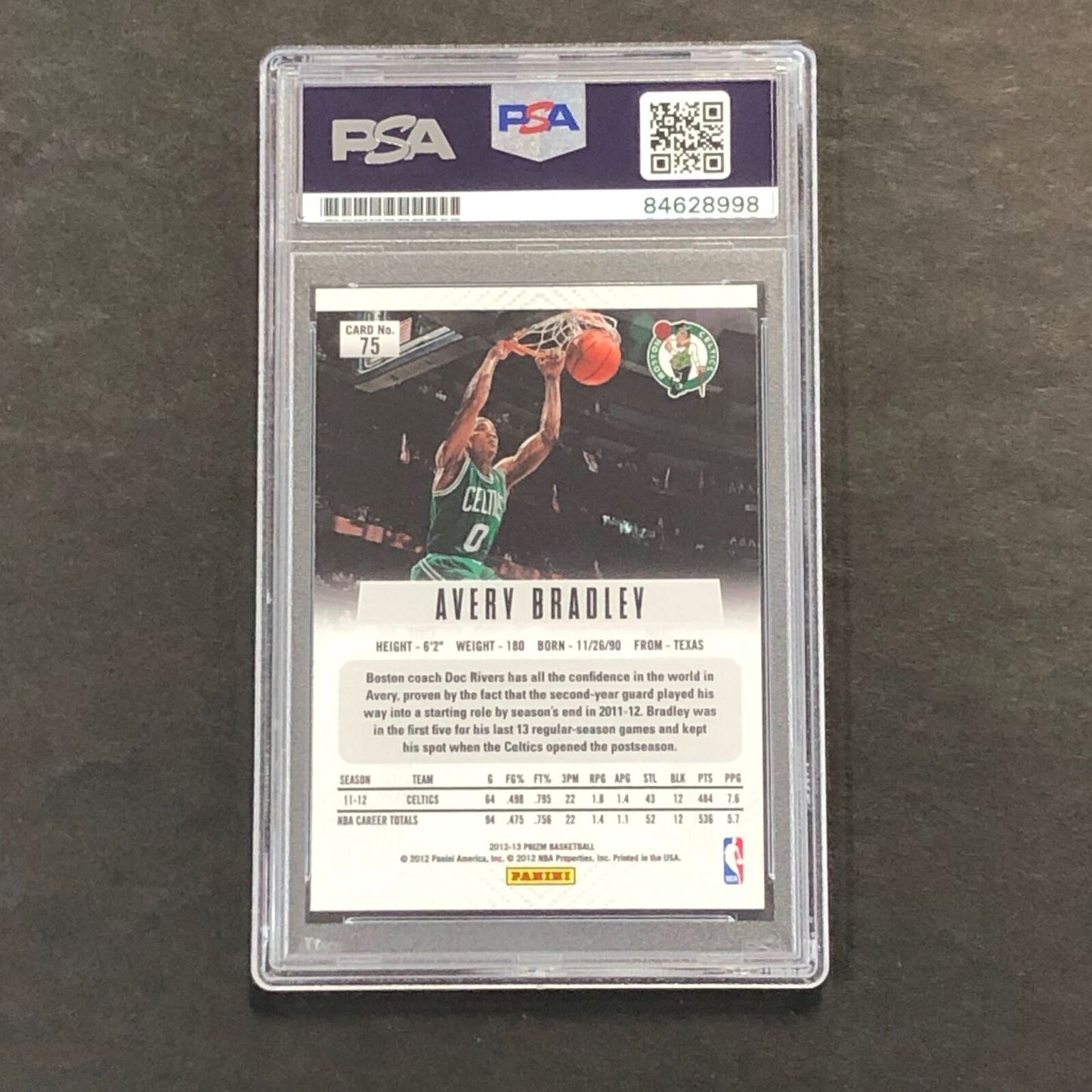 2012-13 Panini Prizm #75 Avery Bradley Signed Card AUTO 10 PSA/DNA Slabbed Celti