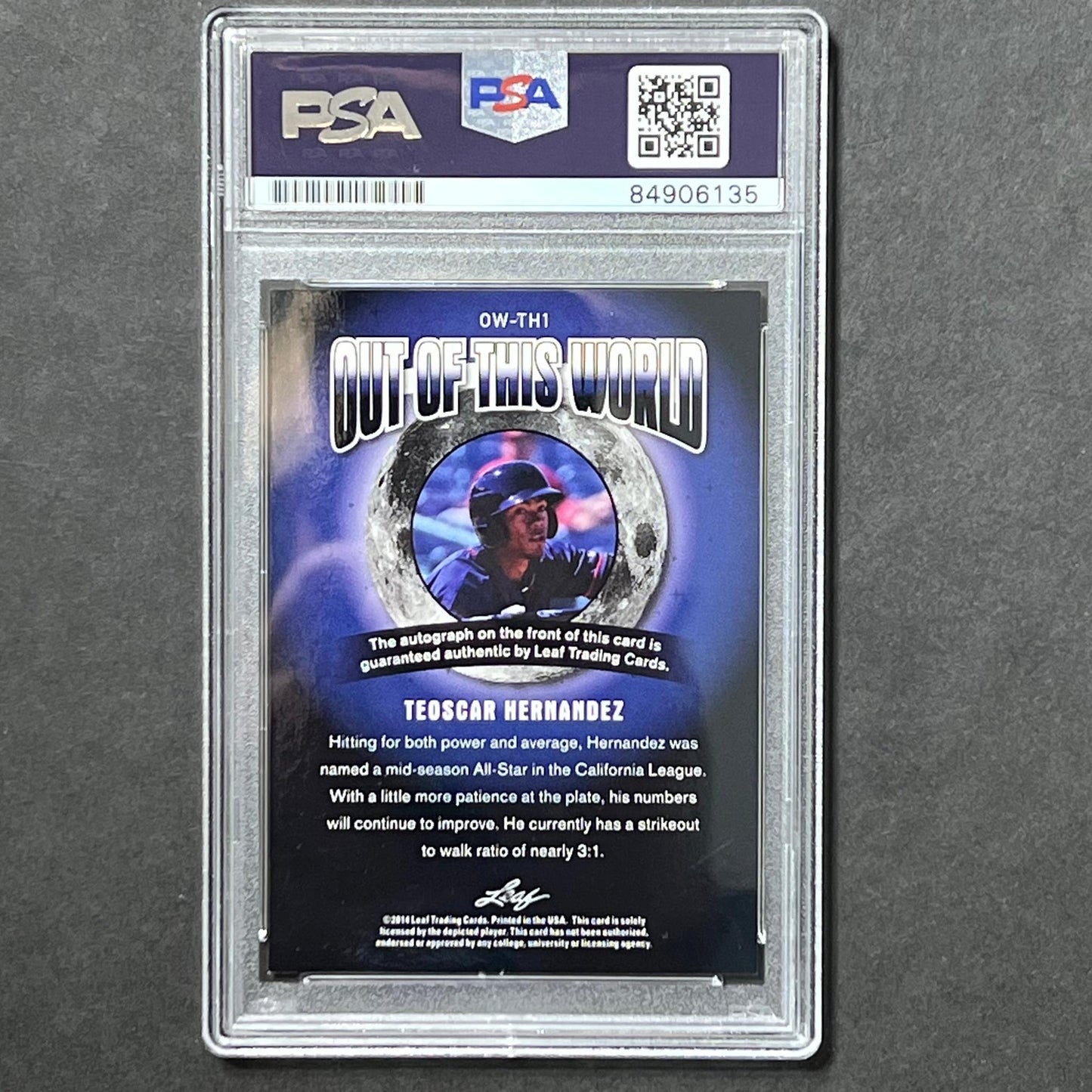 2014 Leaf Valiants #OW-TH1 Teoscar Hernandez Signed Card PSA Slabbed Auto 10 Mar