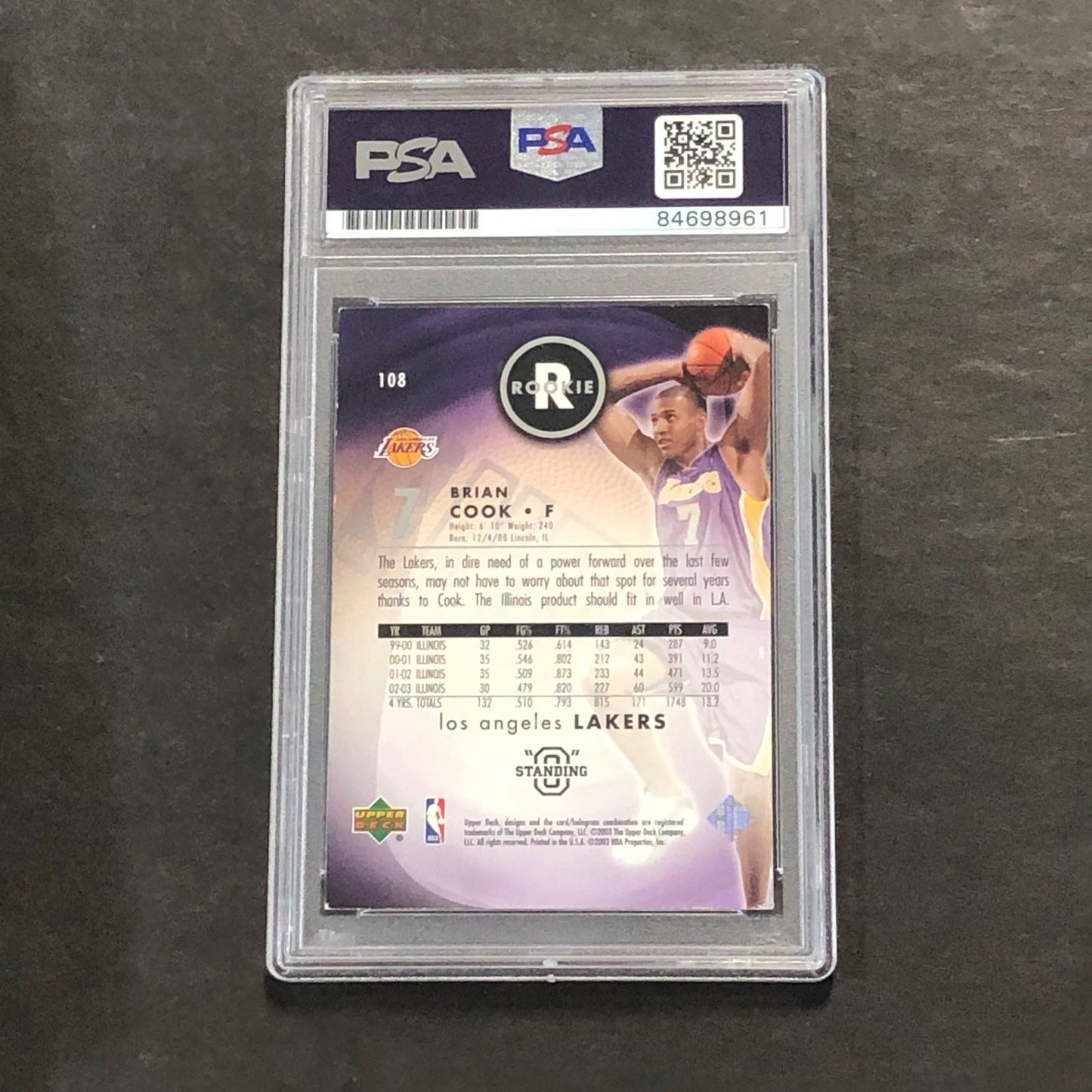 2003-04 Upper Deck #108 Brian Cook Signed Card AUTO PSA Slabbed Lakers