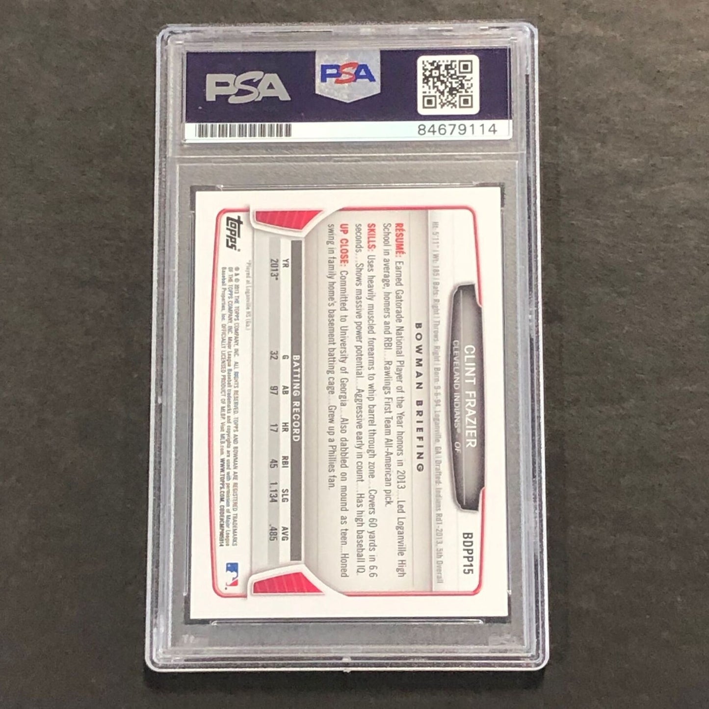 2014 Bowman Draft #BDP15 Clint Frazier Signed Card PSA Slabbed Auto Cleveland