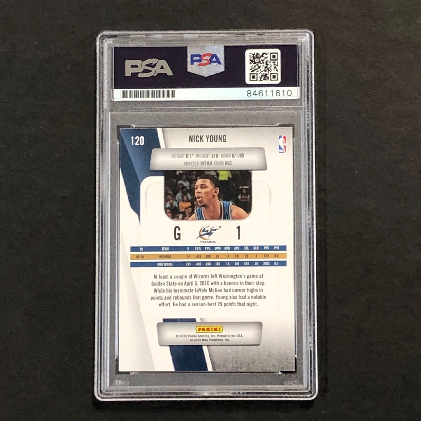 2010-11 Panini Prestige #120 Nick Young Signed Card AUTO 10 PSA Slabbed Wizards