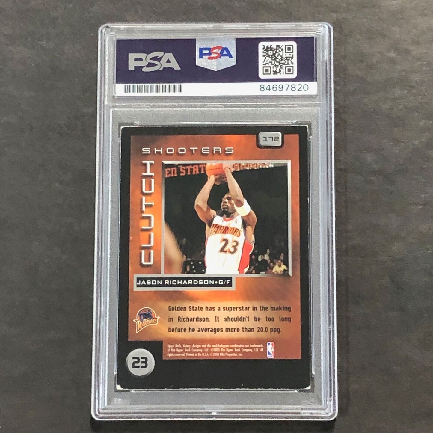 2003-04 Upper Deck Victory #172 Jason Richardson Signed Card AUTO PSA Slabbed Wa