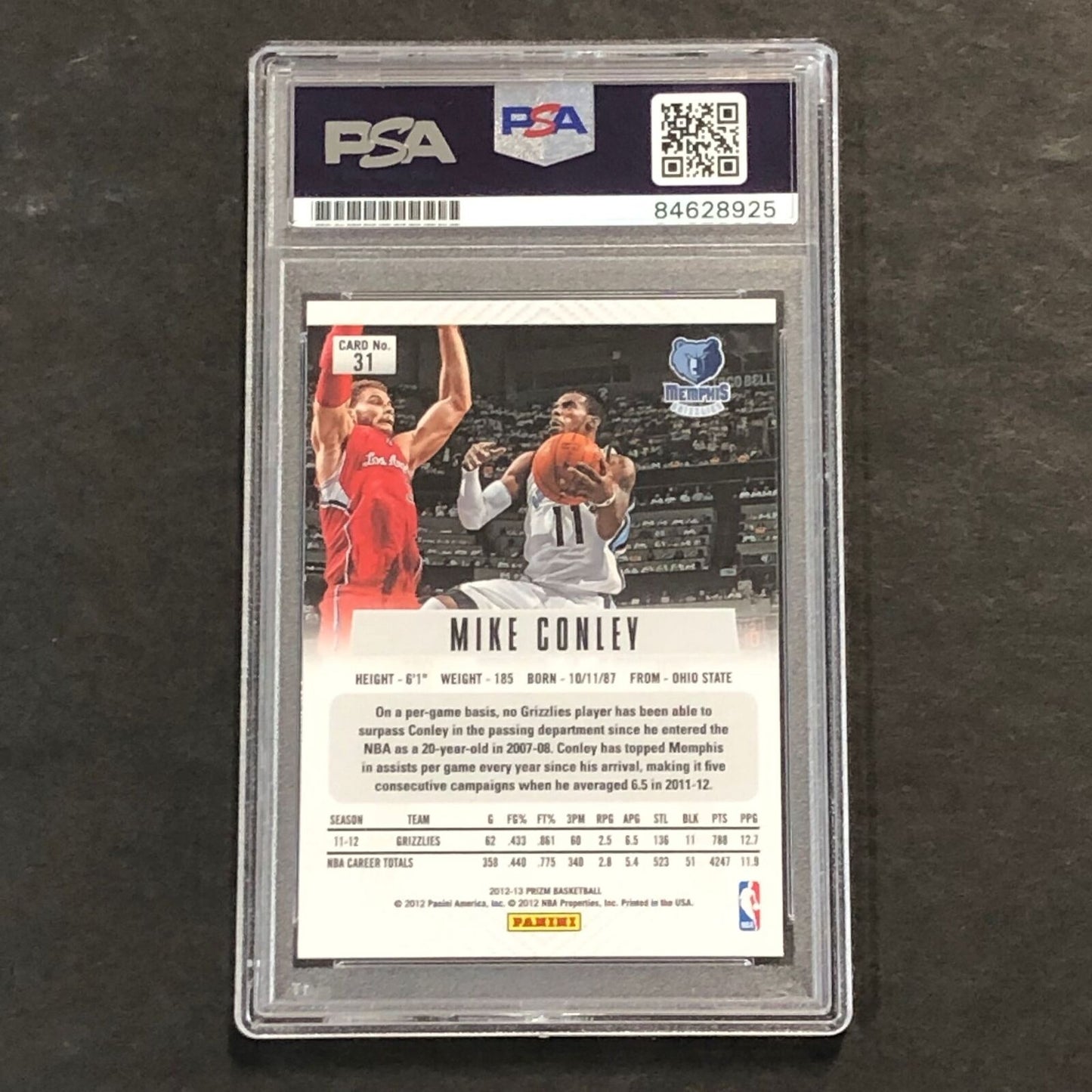 2012-13 Panini Prizm #31 Mike Conley signed Auto 10 Card PSA/DNA Slabbed Grizzli