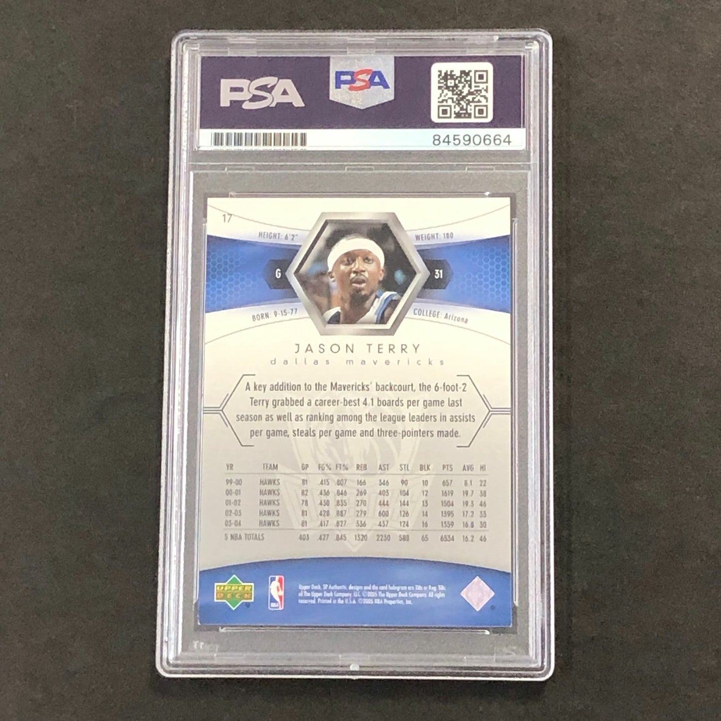 2004-05 SP Authentic #17 Jason Terry Signed Card AUTO PSA Slabbed Mavericks