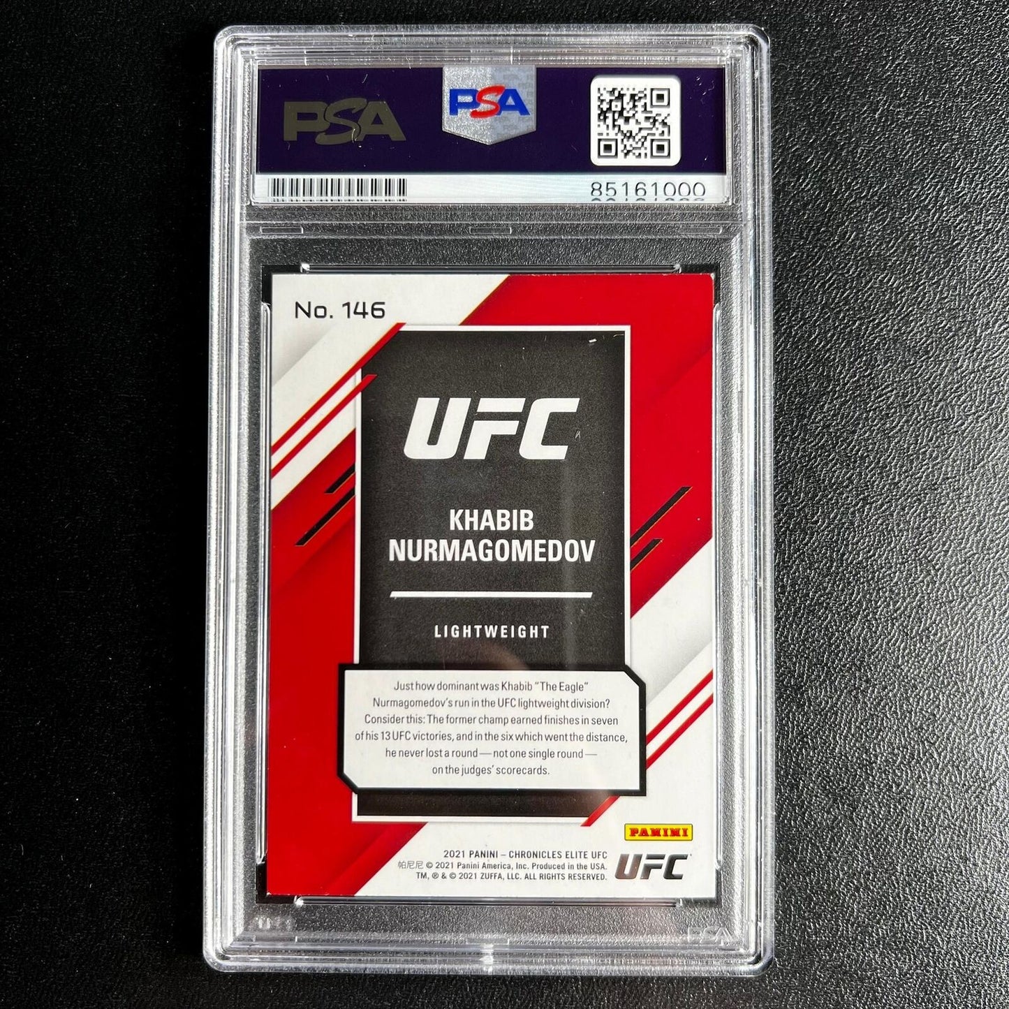 2021 Panini Chronicles Elite #146 Khabib Nurmagomedov Signed Card AUTO PSA Slabb