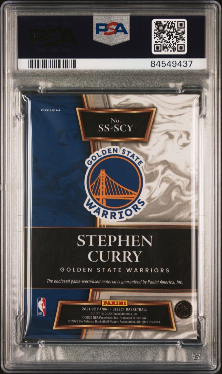 2021 Panini Select Selective Swatch #SSSCY Stephen Curry Signed PSA MINT 9 AUTO