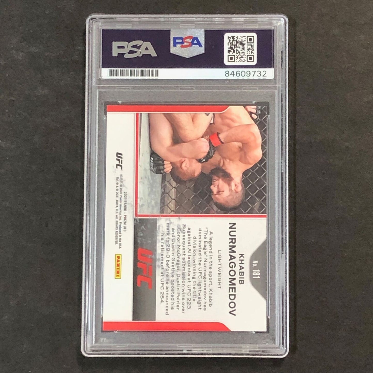 2021 Panini Prizm UFC #181 Khabib Nurmagomedov Signed Card AUTO PSA Slabbed