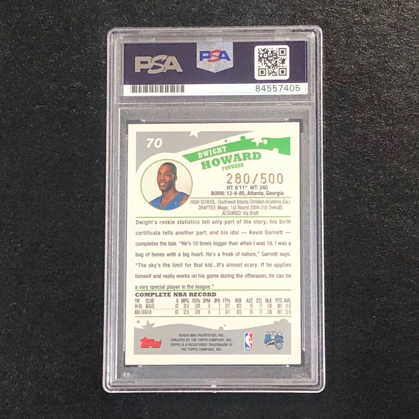 2005 Topps #70 Dwight Howard Signed Card AUTO PSA/DNA Slabbed Magic