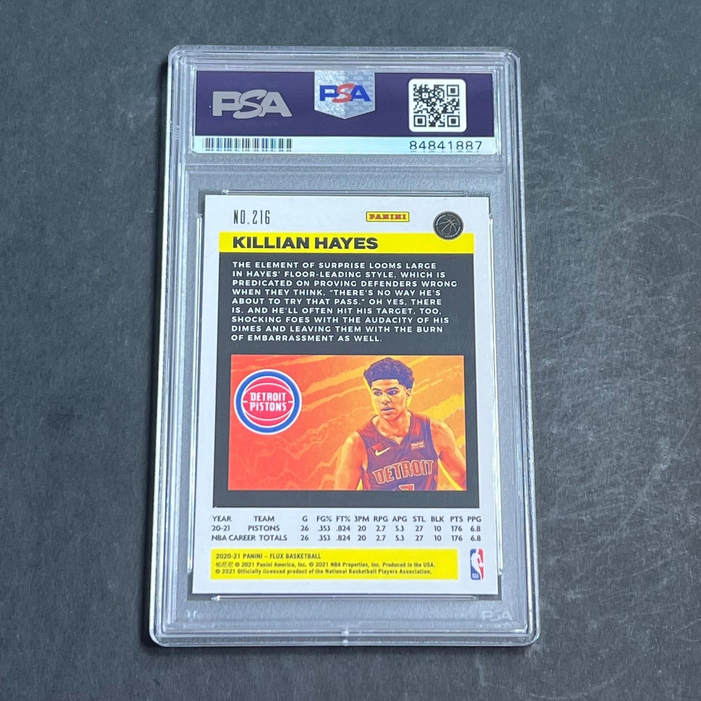 2020-21 Panini Flux #216 Killian Hayes Signed Card AUTO PSA Slabbed RC Pistons