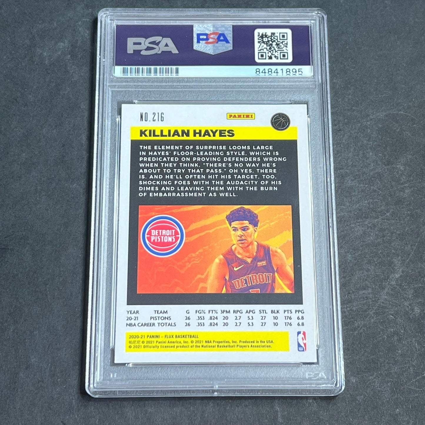 2020-21 Panini Flux #216 Killian Hayes Signed Card AUTO PSA Slabbed RC Pistons