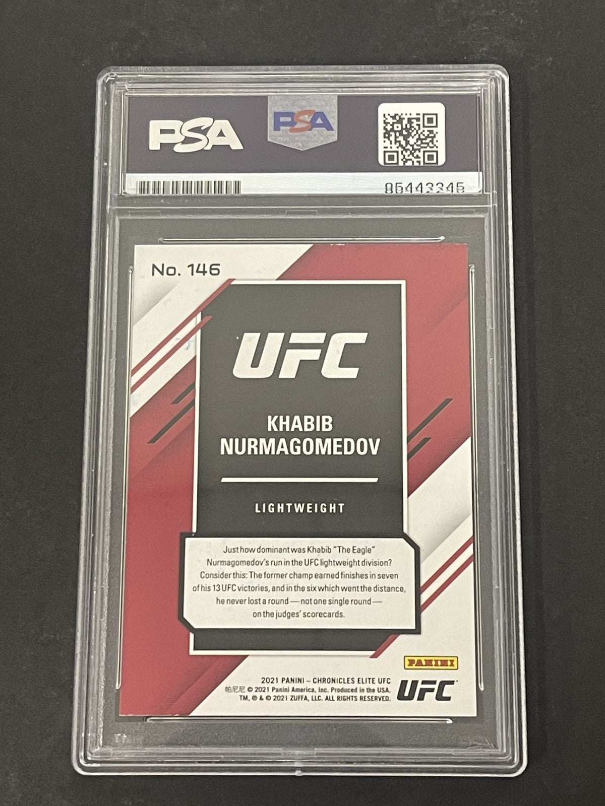 2021 Panini Chronicles UFC #146 Khabib Nurmagomedov Elite signed card PSA