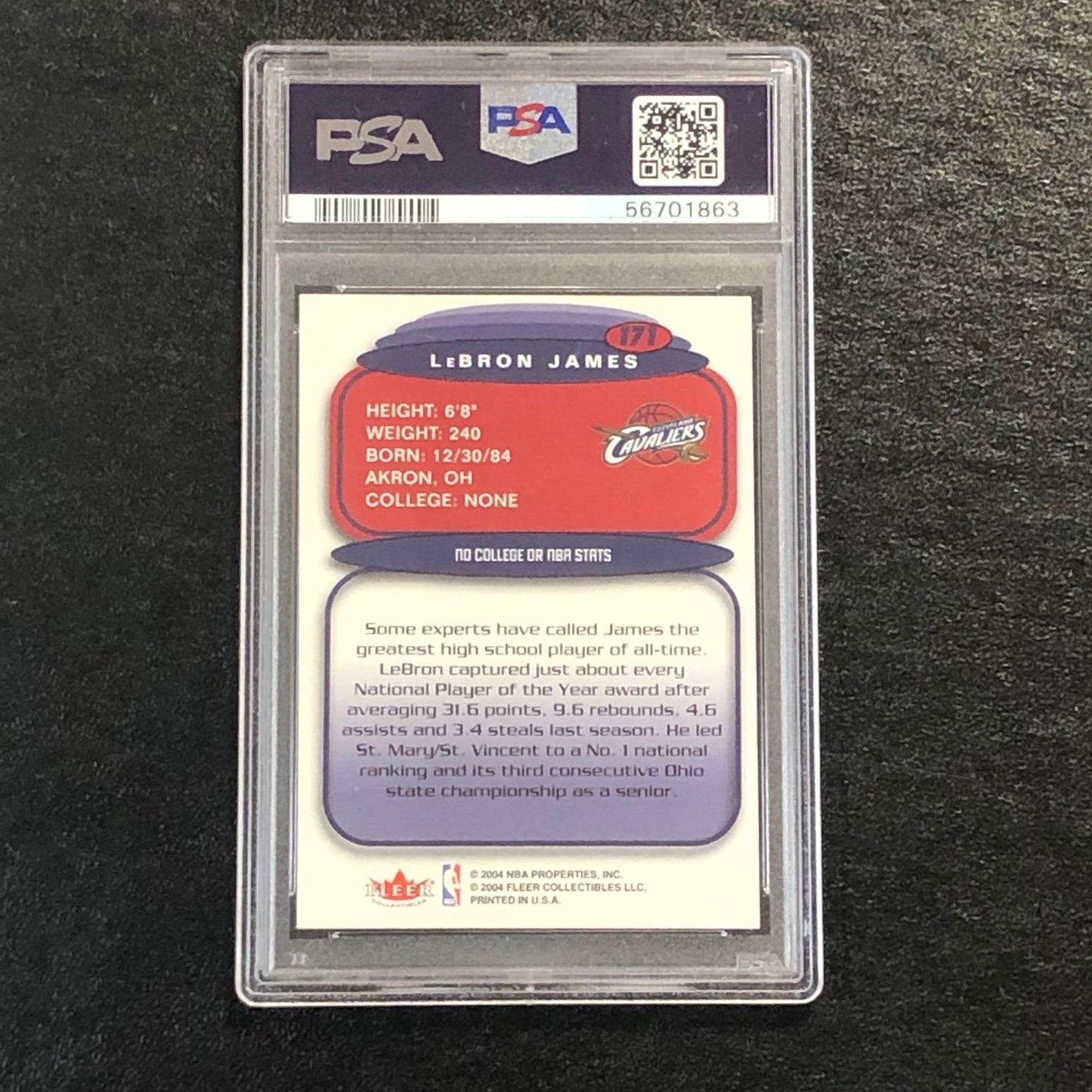 2003 Ultra Hummer H2 #171 Lebron James PSA 7 NM Cavaliers