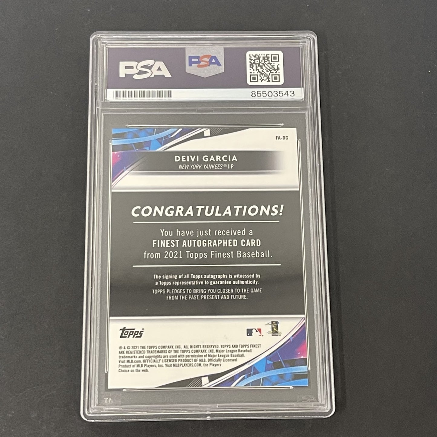 2021 Topps Finest #FA-DG Deivi Garcia Autograph Issue signed card PSA