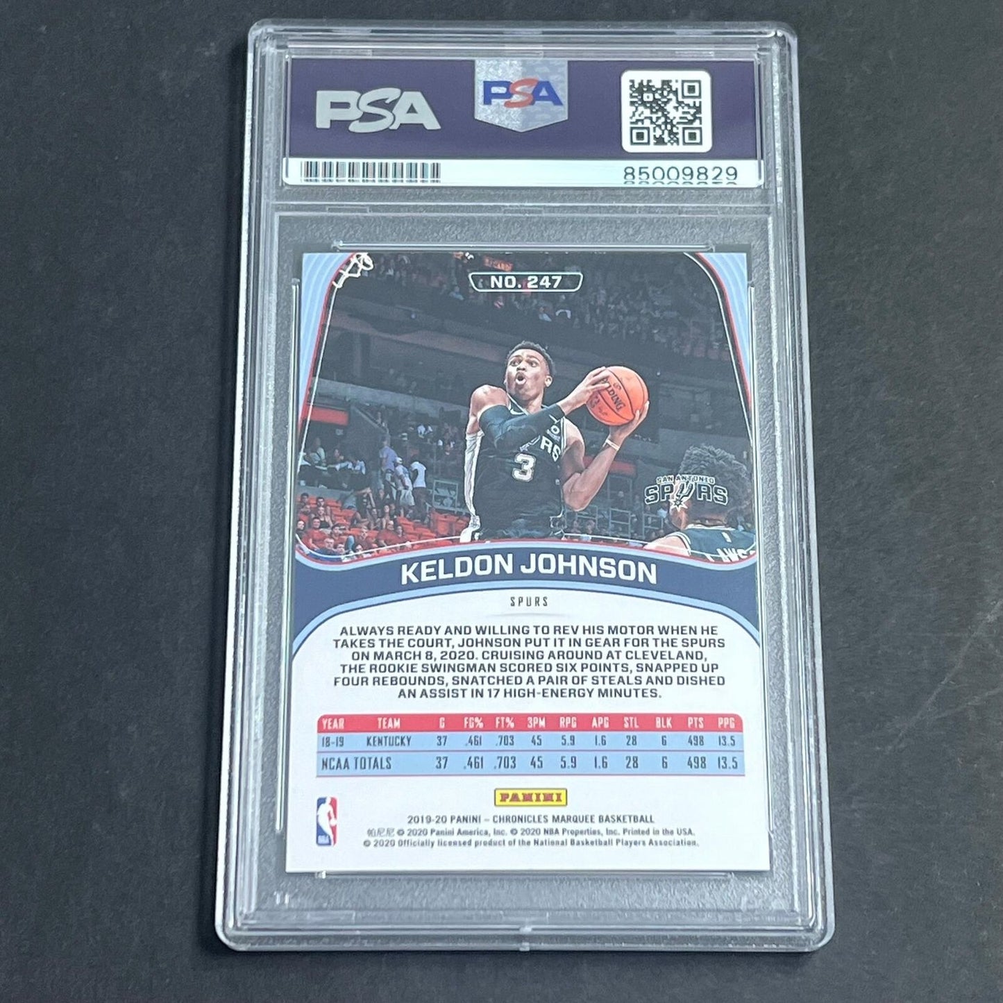 2019-20 Panini Chronicles Marquee #247 Keldon Johnson Signed Card Auto PSA Slabb