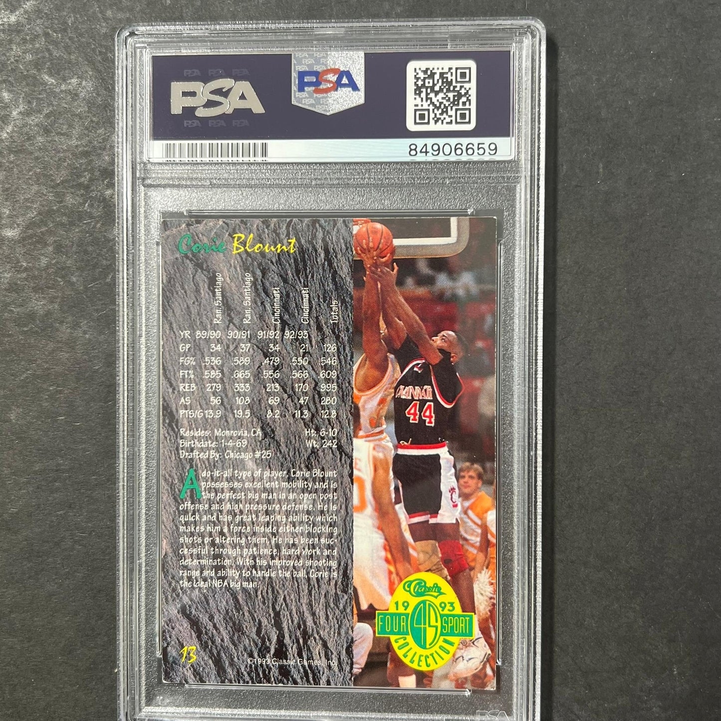 1993-94 Classic Collection #13 Corie Blount Signed Card AUTO PSA Slabbed Cincinn
