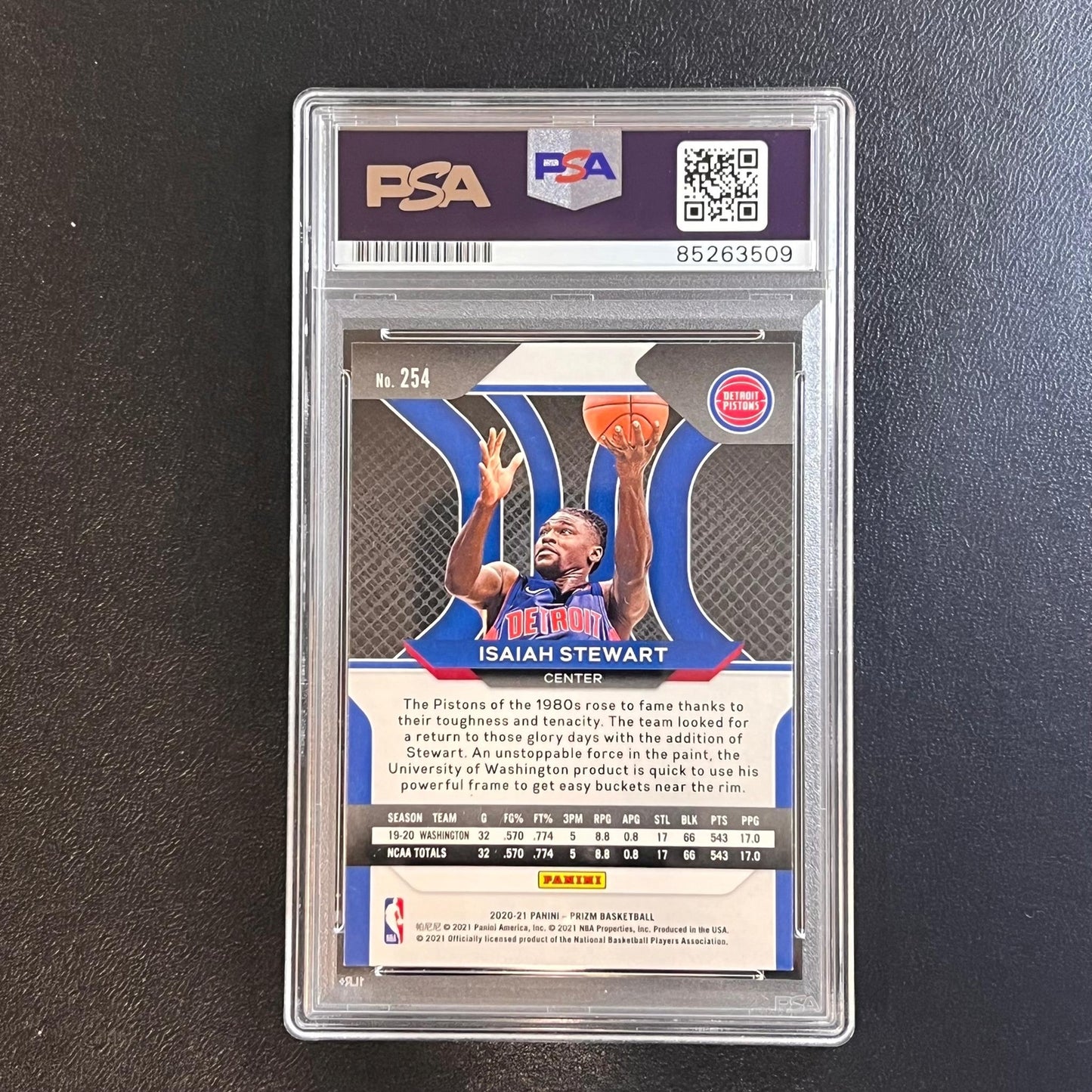2020-21 Panini Prizm #254 Isaiah Stewart Signed Card AUTO PSA Slabbed RC Pistons