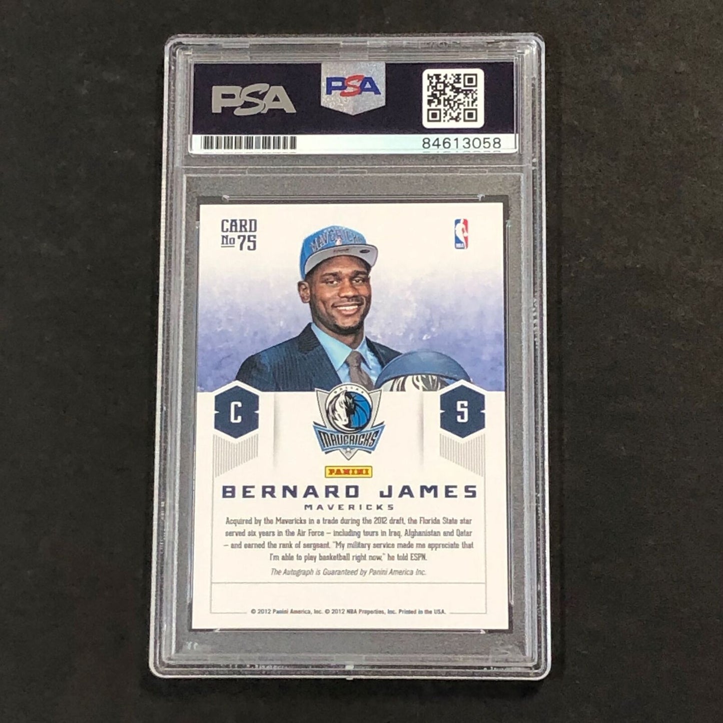 2012-13 Panini Prestige Prestigious Picks #75 Bernard James Signed Card AUTO PSA
