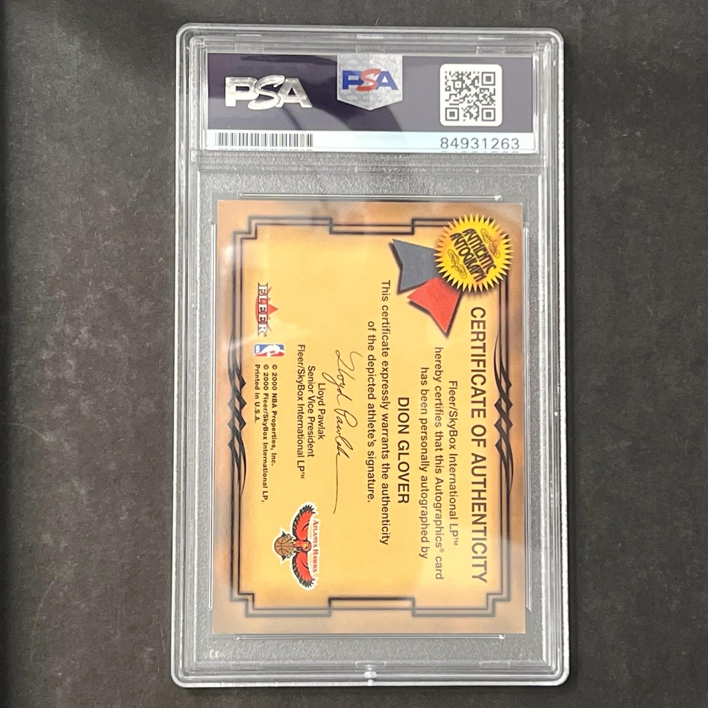 2000 Fleer Dion Glover Signed Card PSA Slabbed Hawks