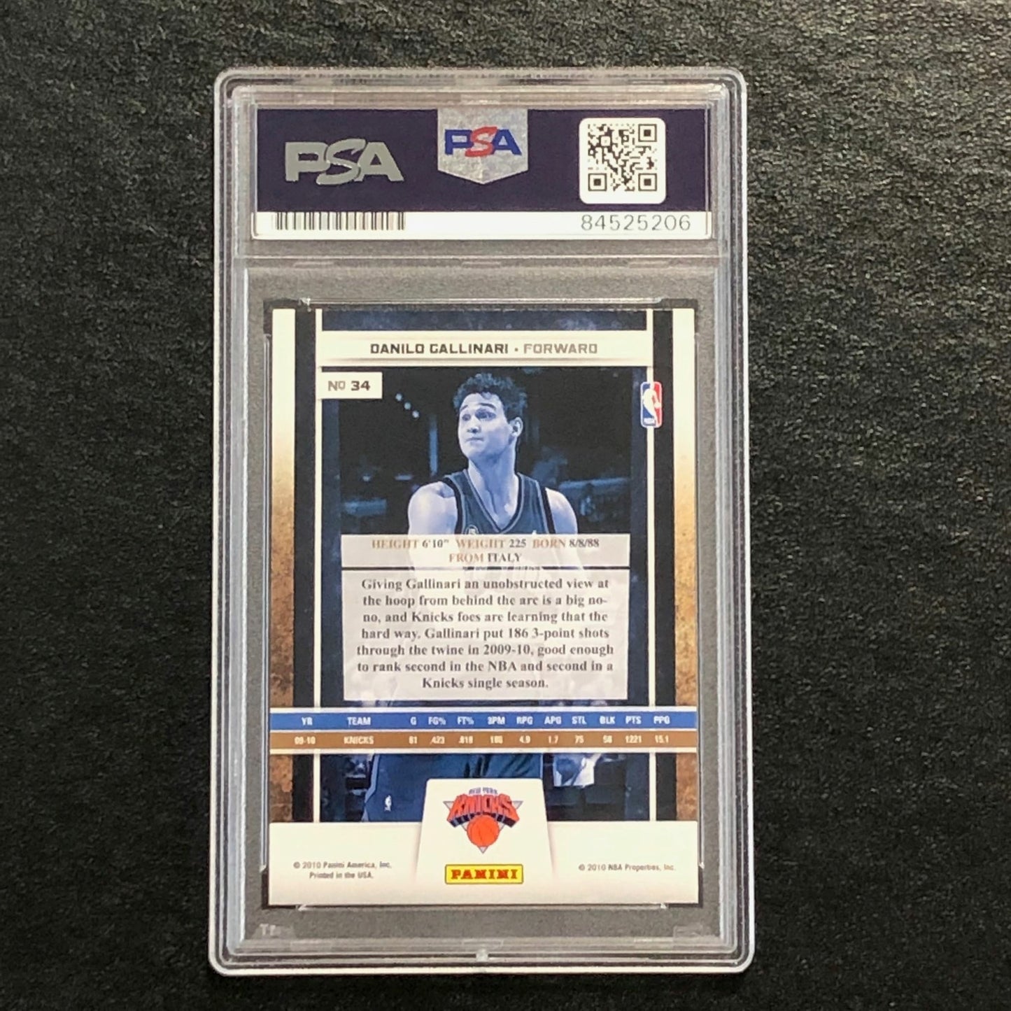 2009-10 Panini Season Update #34 Danilo Gallinari Signed Card AUTO PSA Slabbed K