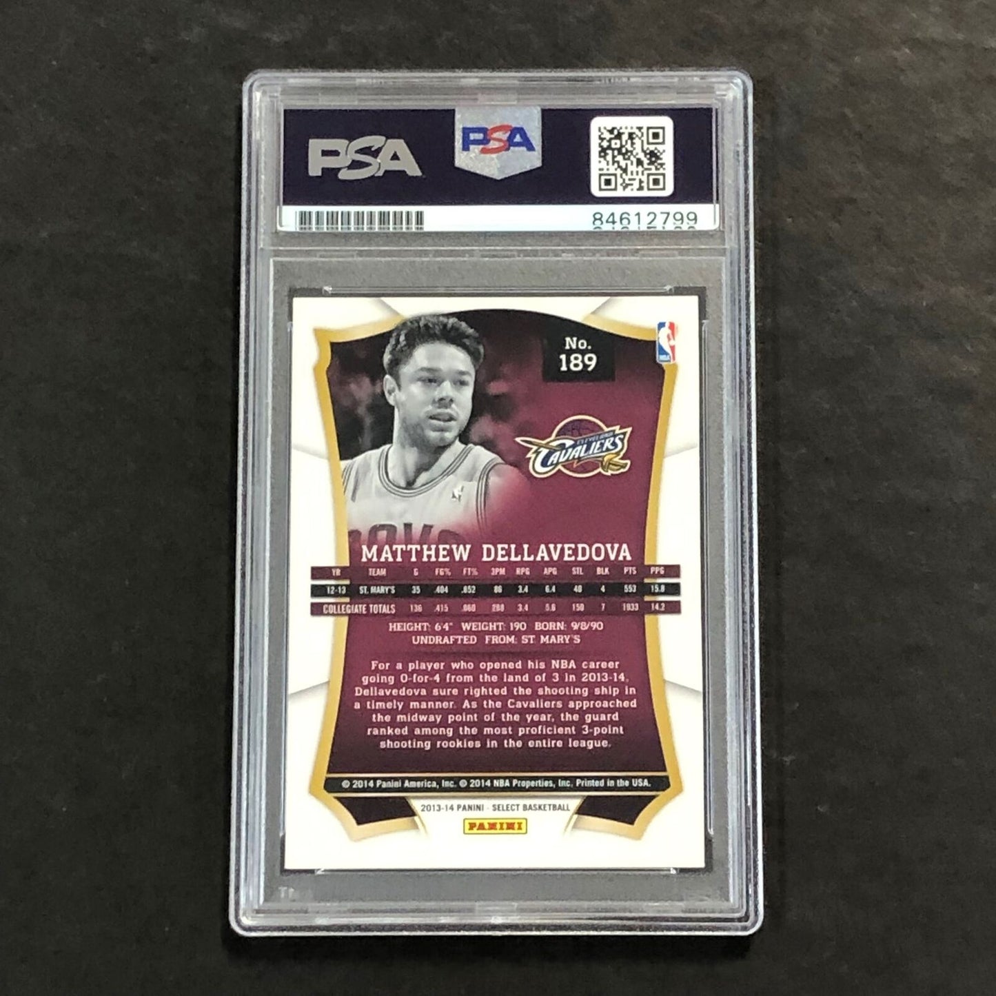 2013-14 Panini Select #189 Matthew Dellavedova Signed Card AUTO PSA Slabbed RC C
