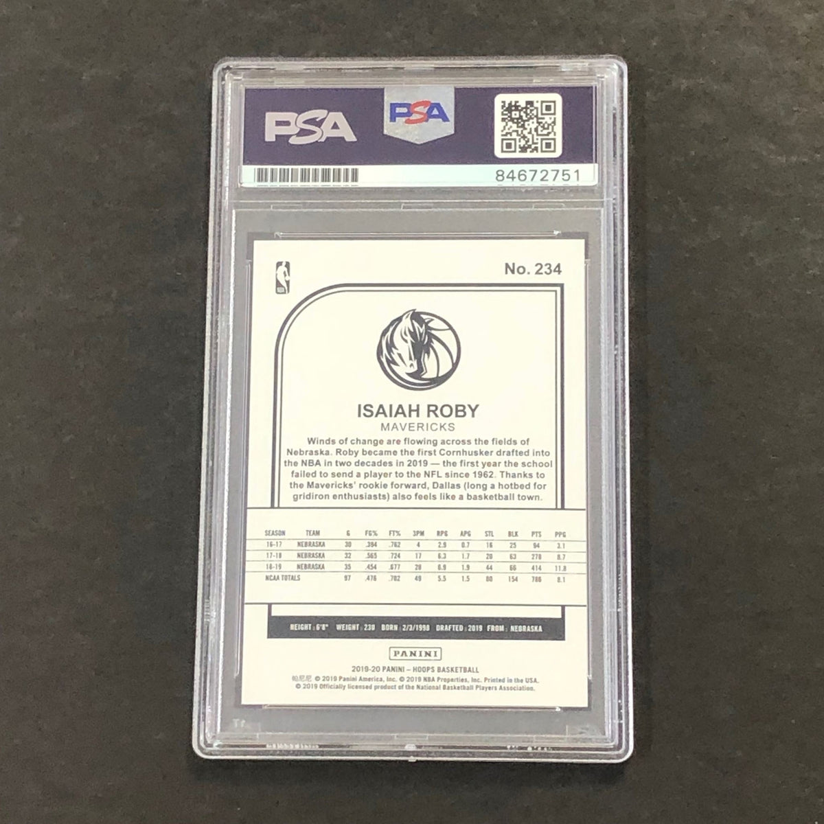 2019-20 Panini NBA Hoops #234 Isaiah Roby Signed Card AUTO GRADE 10 PSA Slabbed