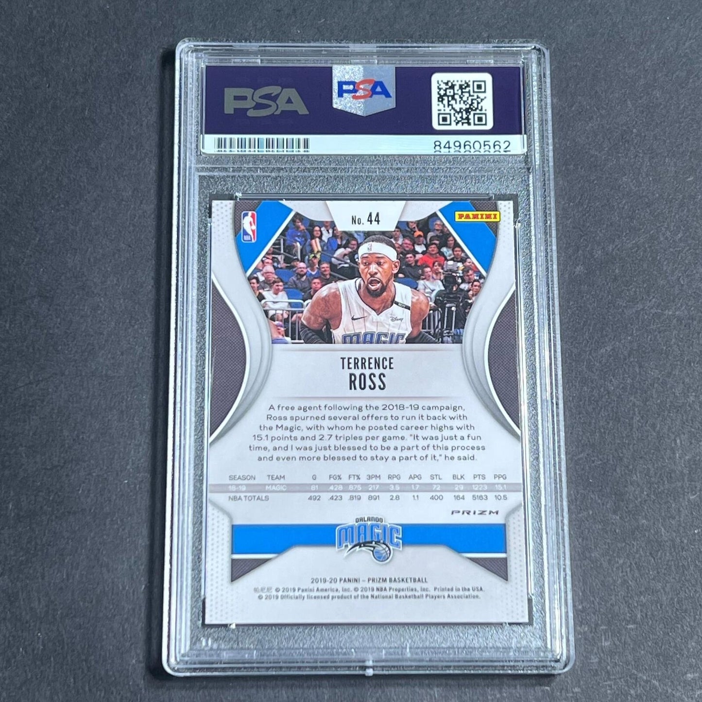 2019-20 Panini Prizm Red White and Blue #44 Terrence Ross Signed Card AUTO PSA S