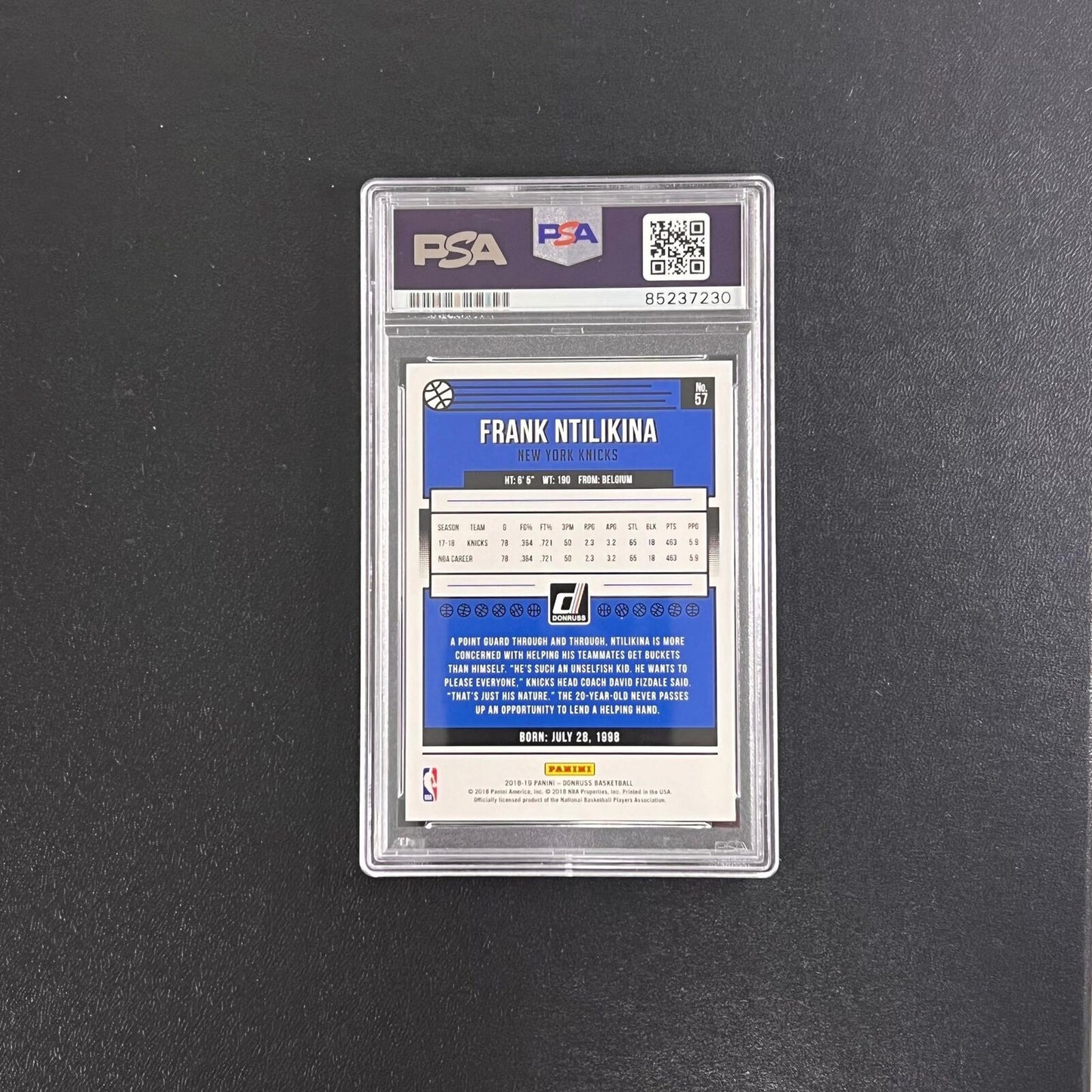 2017-18 Panini Donruss #57 Frank Ntilikina Signed Card AUTO PSA Slabbed Knicks