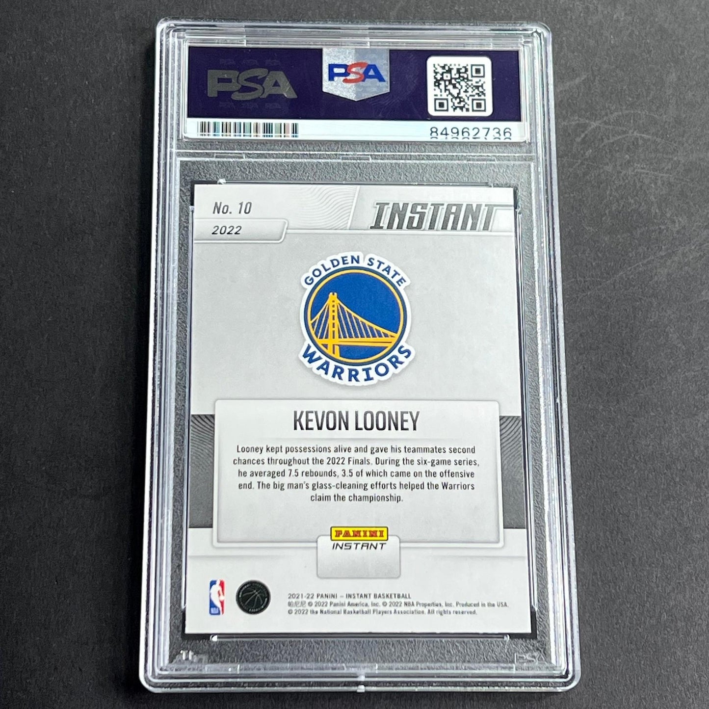 2021-22 Panini Instant #10 Kevon Looney Signed Card AUTO Grade 10 PSA Slabbed RC