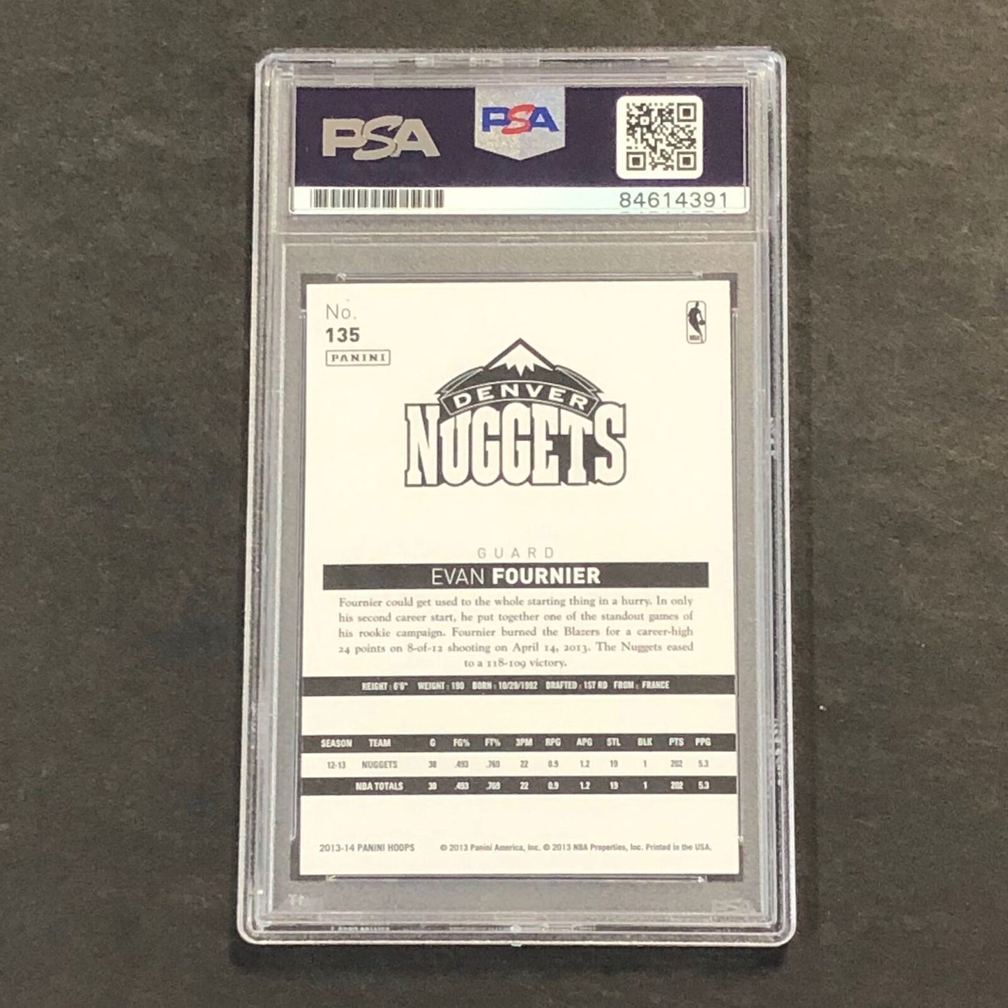 2013-14 Panini Hoops #135 Evan Fournier Signed Card AUTO PSA/DNA Encapsulated Nu