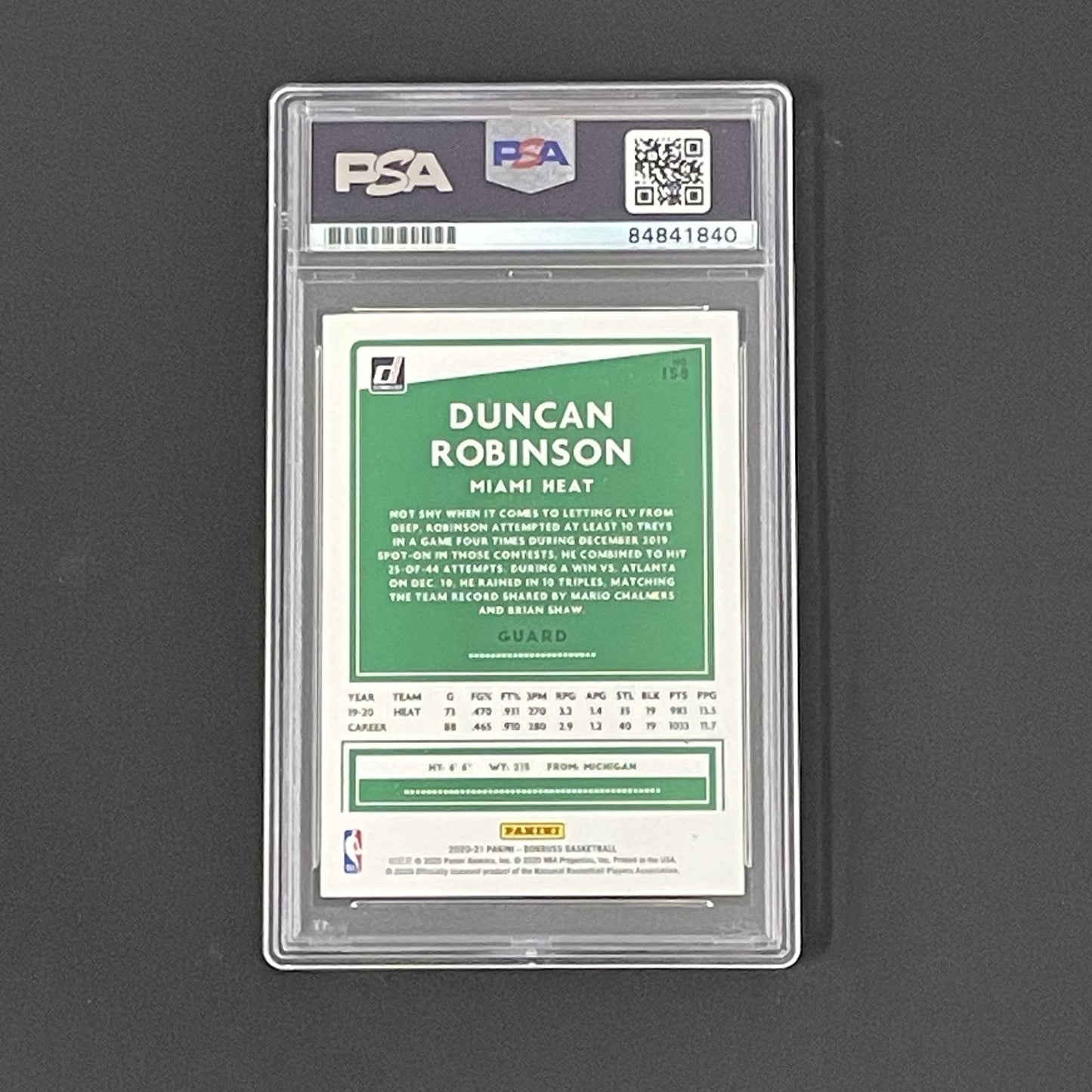 2020-21 Panini Donruss #158 Duncan Robinson Signed Card PSA Slabbed Heat