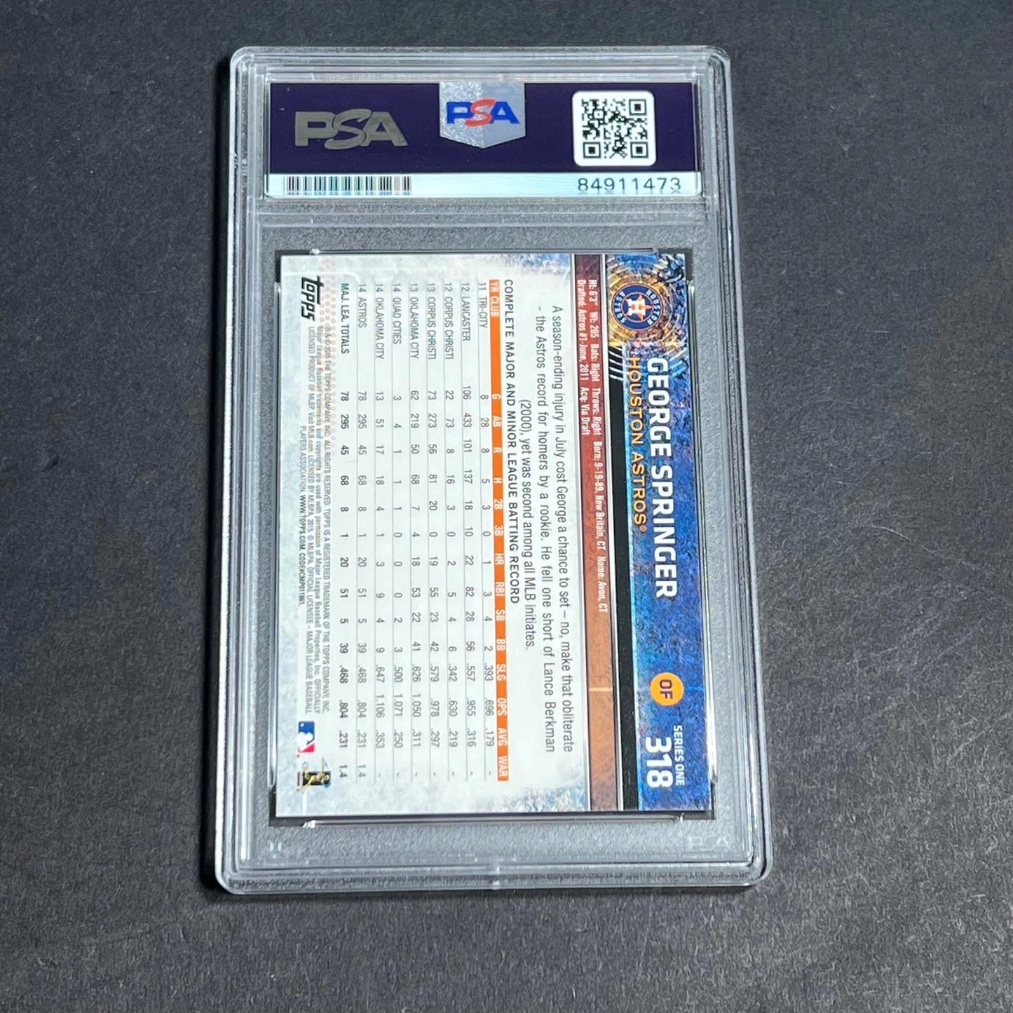 2015 Topps Future Stars #318 George Springer Signed Card PSA Slabbed Auto 10 Ast