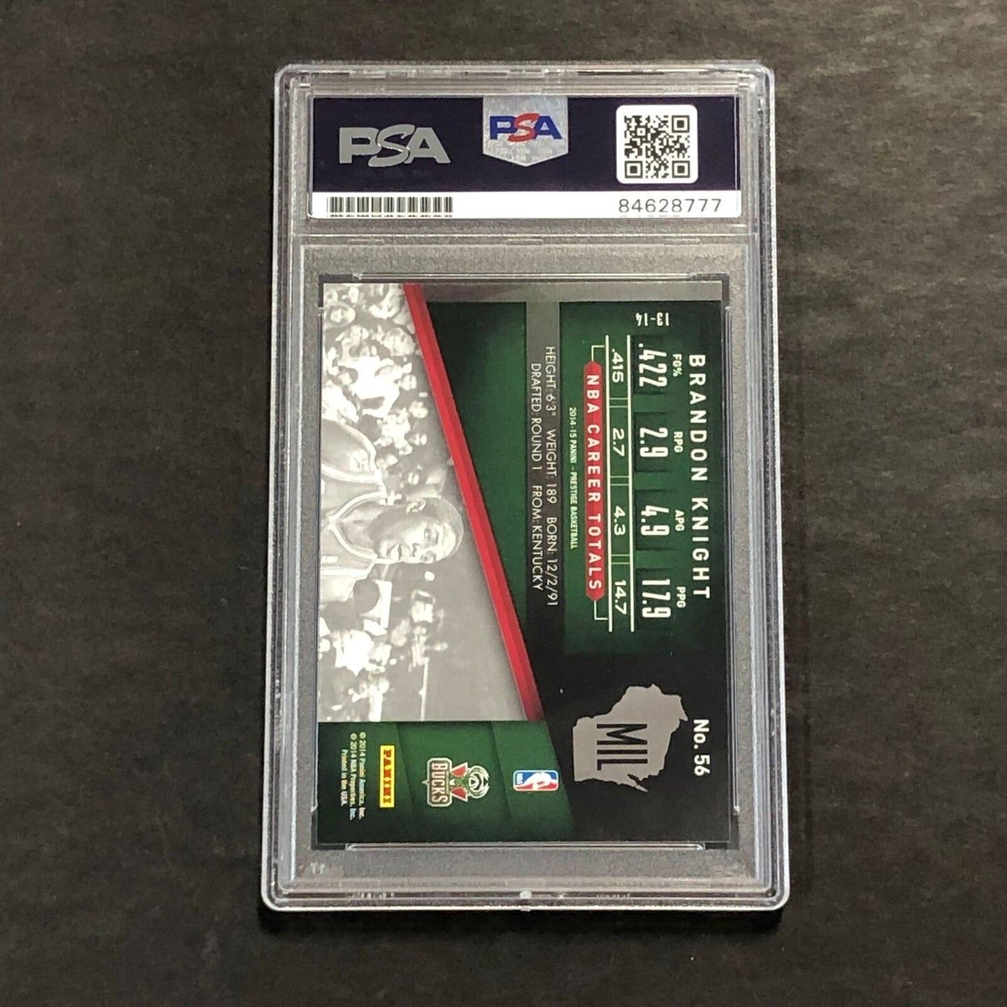 2014-15 Panini Prestige #56 Brandon Knight Signed Card AUTO GRADE 10 PSA Slabbed