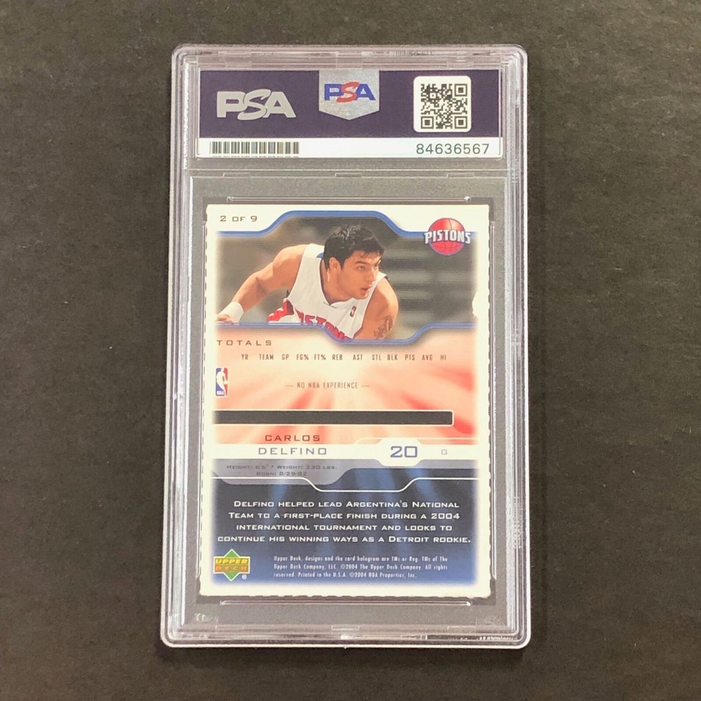 2004 Upper Deck #2 Carlos Delfino Signed Card AUTO PSA Slabbed RC Pistons
