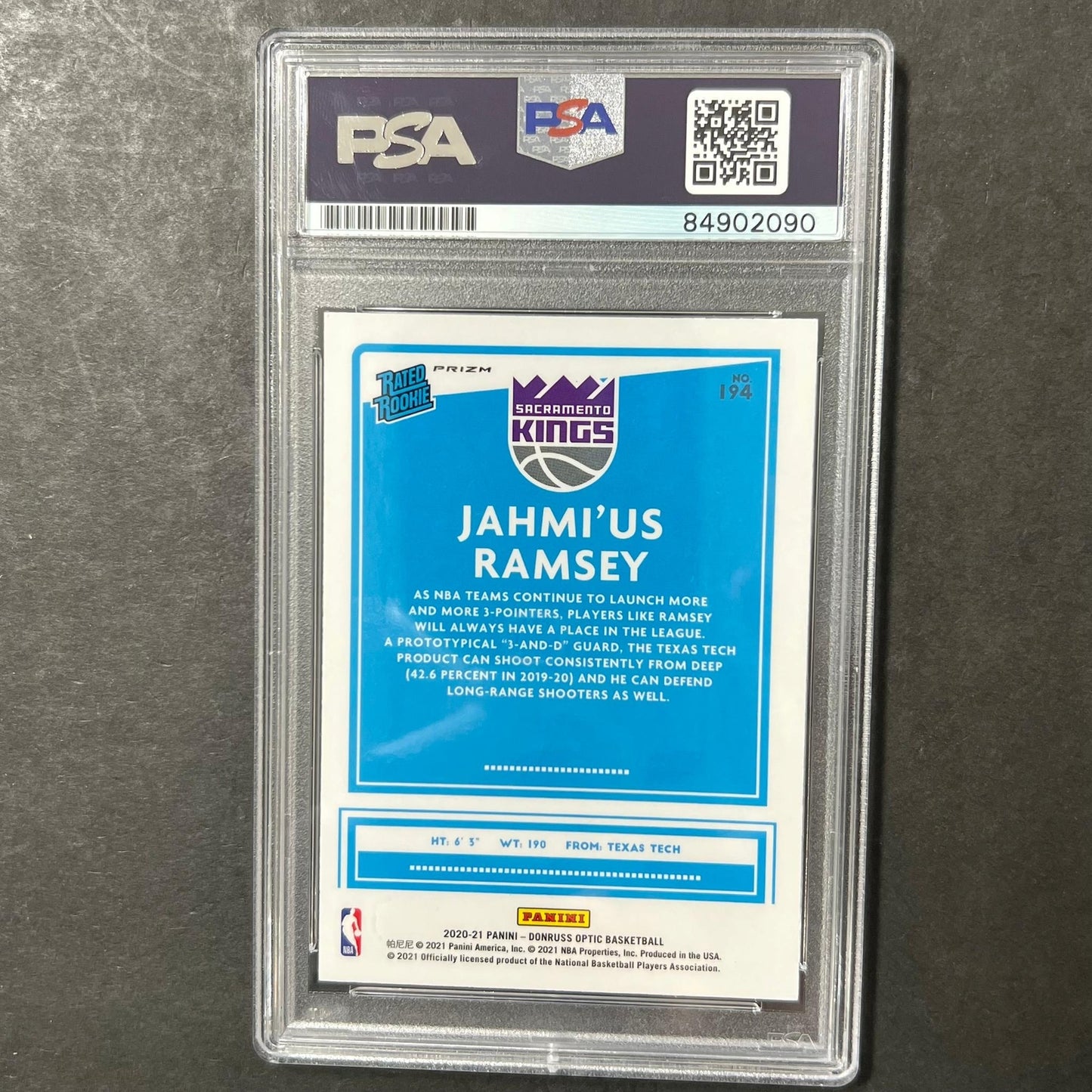 2020-21 Panini Donruss Optic #194 Jahmius Ramsey Signed Card AUTO PSA Slabbed Ki