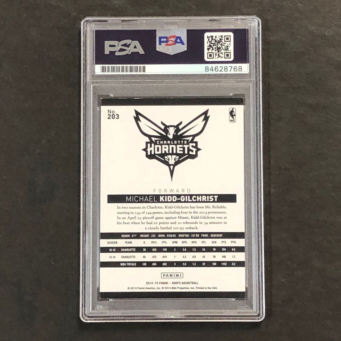 2014-15 NBA Hoops #203 Michael Kidd-Gilchrist Signed Card AUTO 10 PSA Slabbed Ho