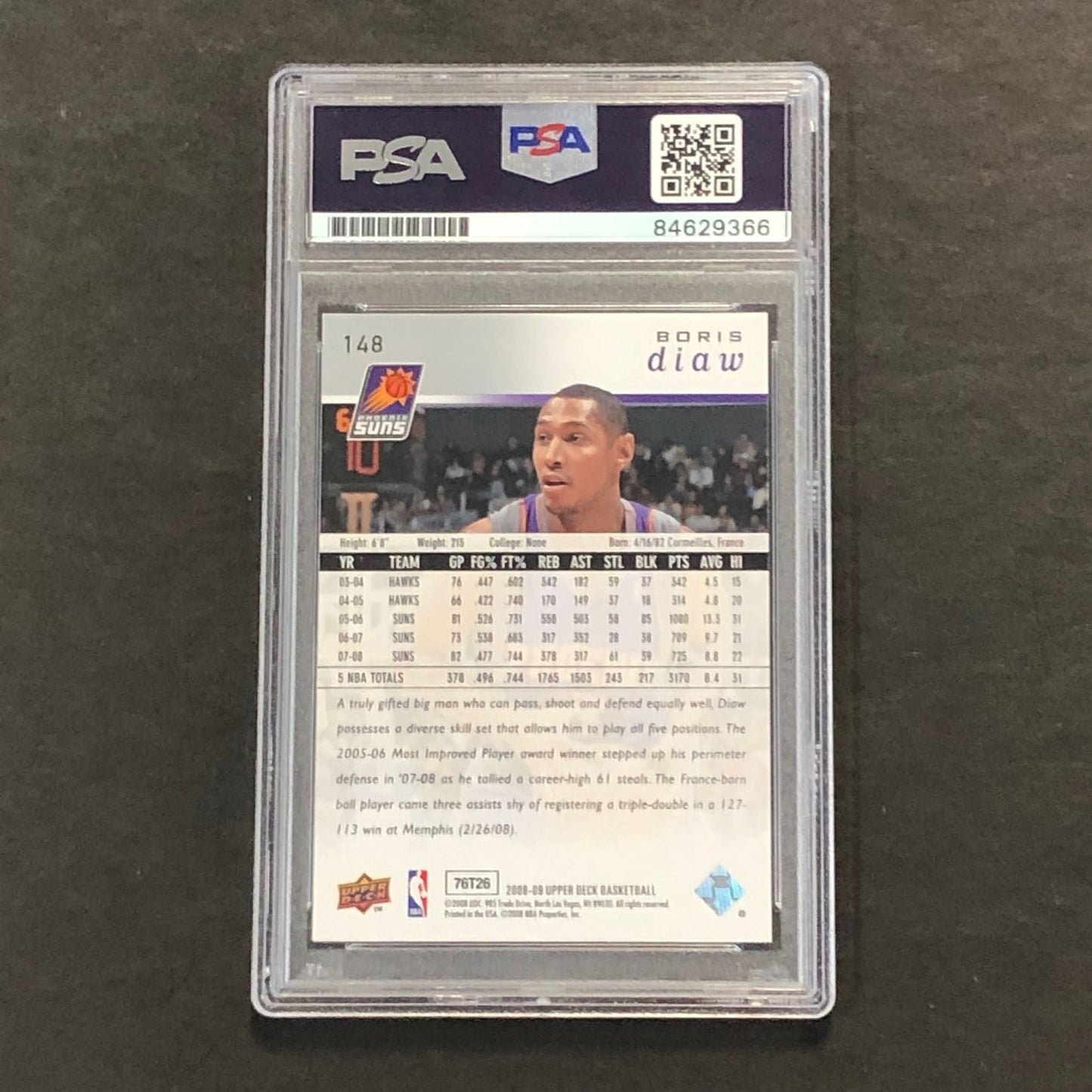 2008-09 Upper Deck First Edition #148 Boris Diaw Signed Card AUTO PSA Slabbed Su