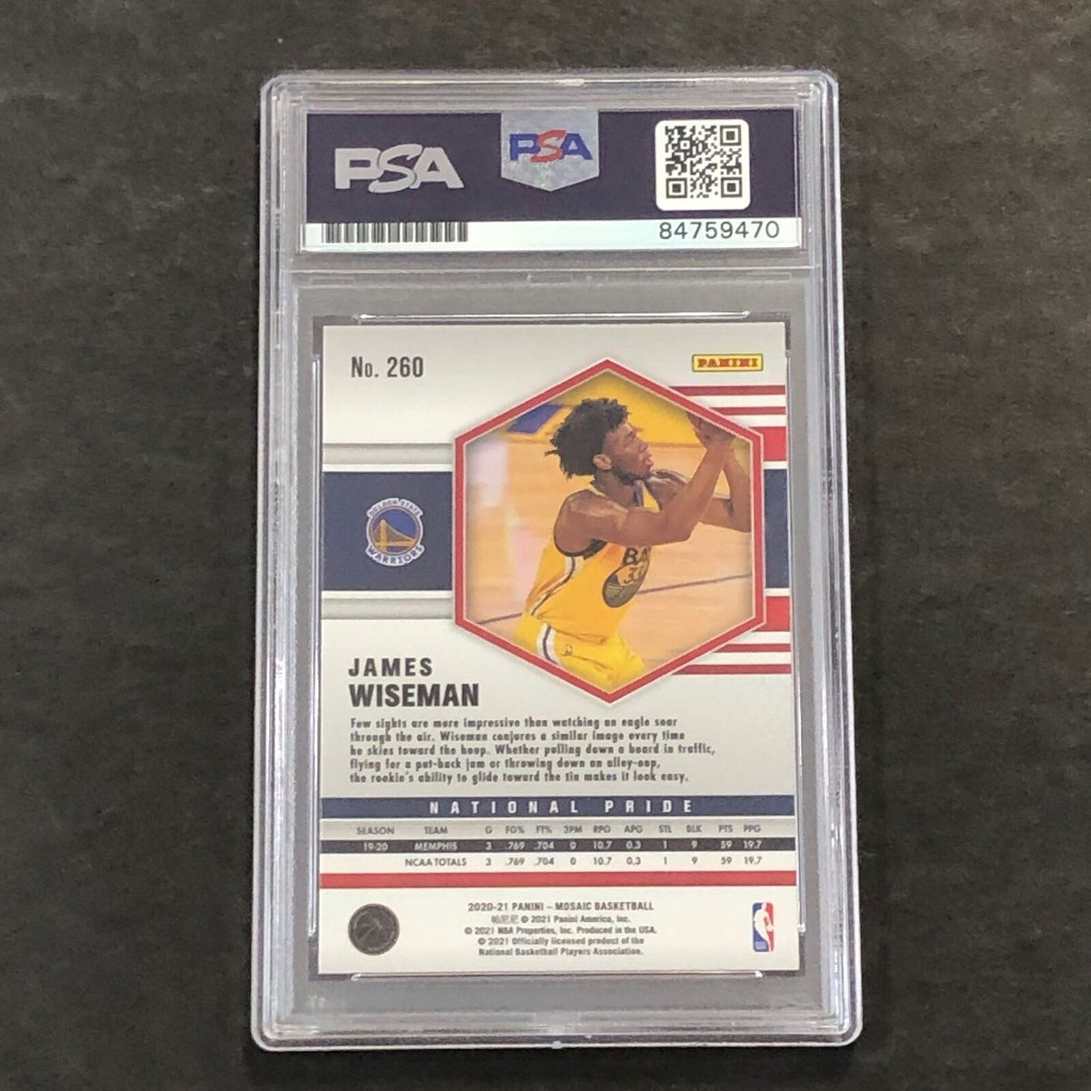 2020 Panini Mosaic #260 JAMES WISEMAN Signed Card AUTO PSA Slabbed RC Warriors