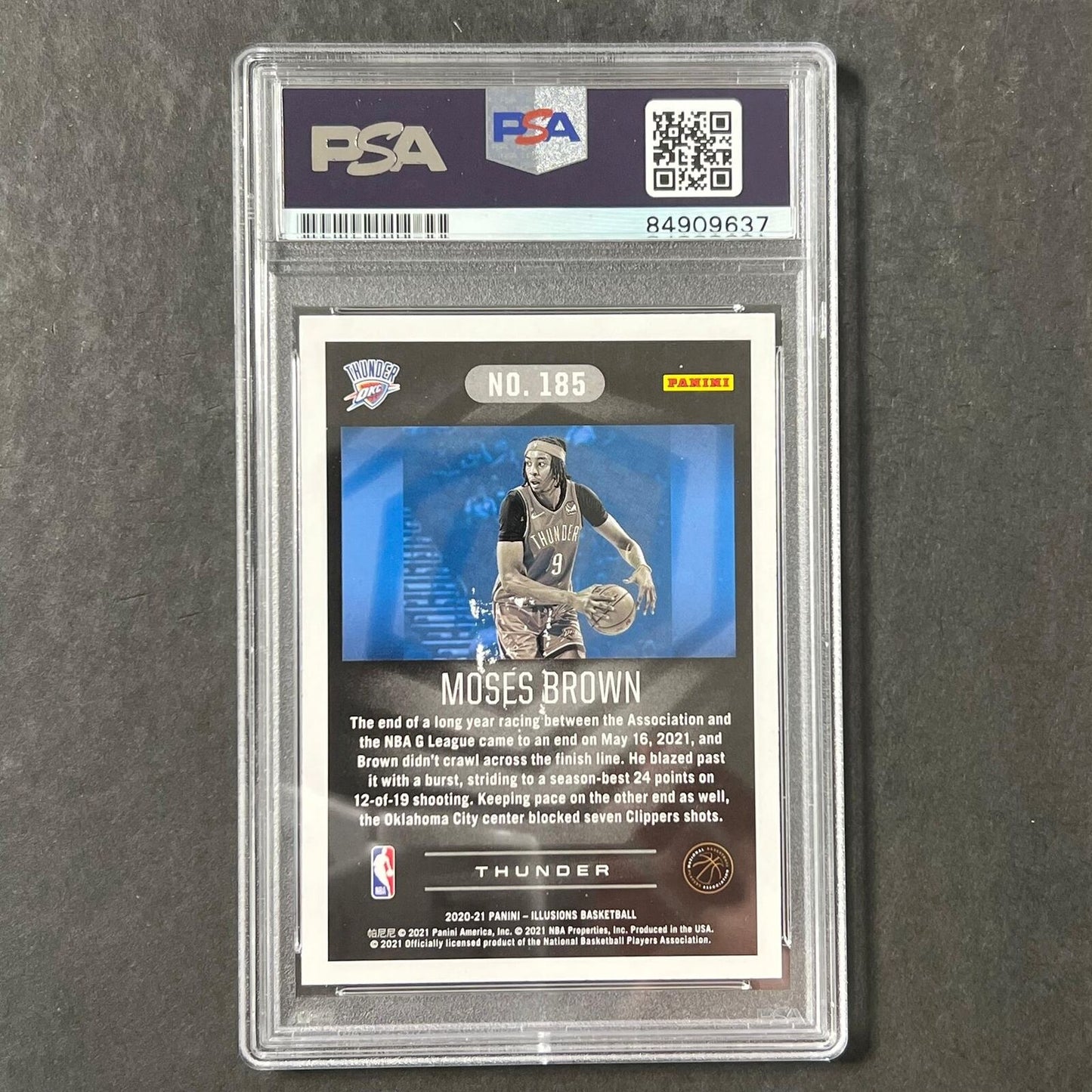2020-21 Panini Illusions #185 Moses Brown AUTO Signed Card PSA Slabbed Thunder