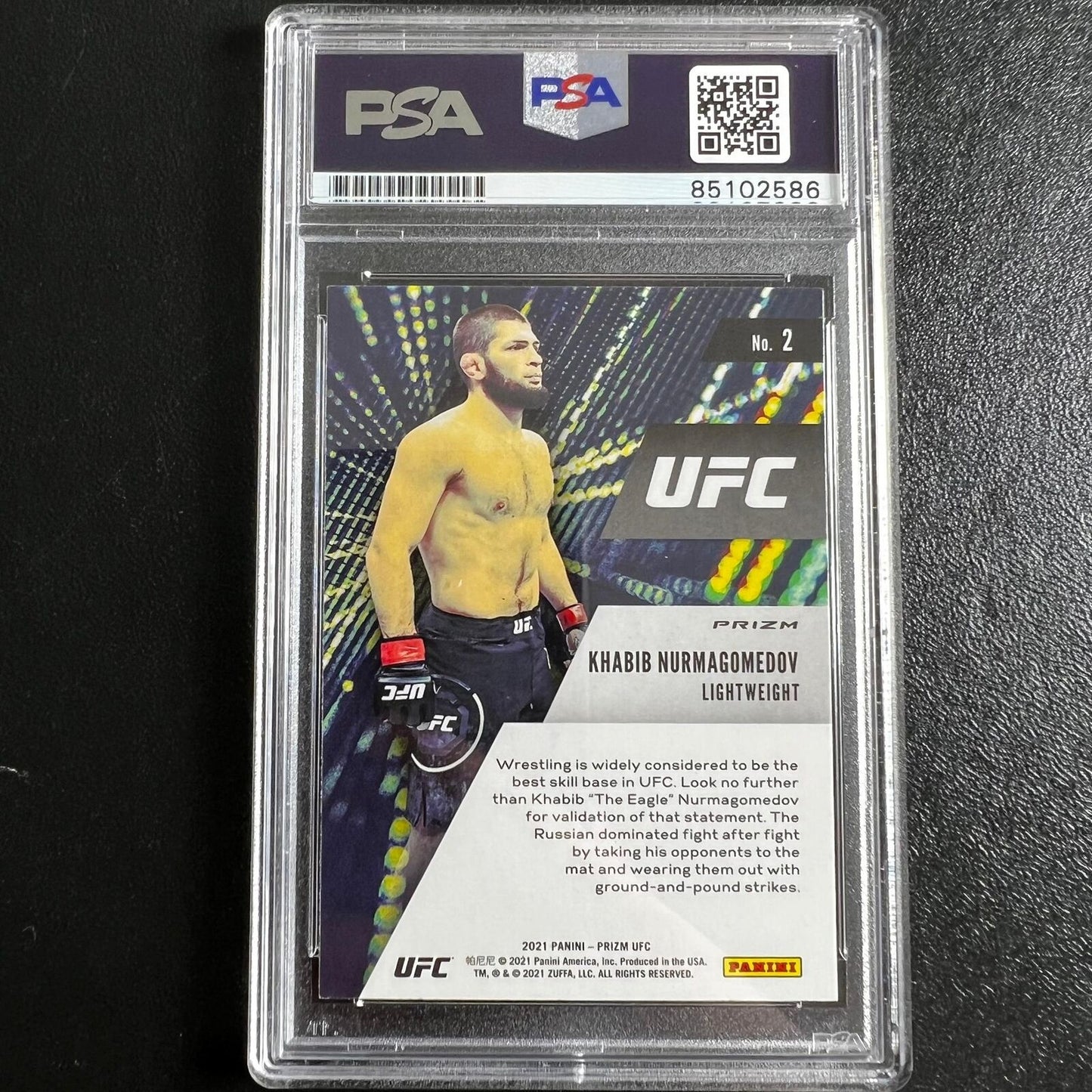 2021 Panini Prizm #2 Khabib Nurmagomedov Signed Card PSA Slabbed