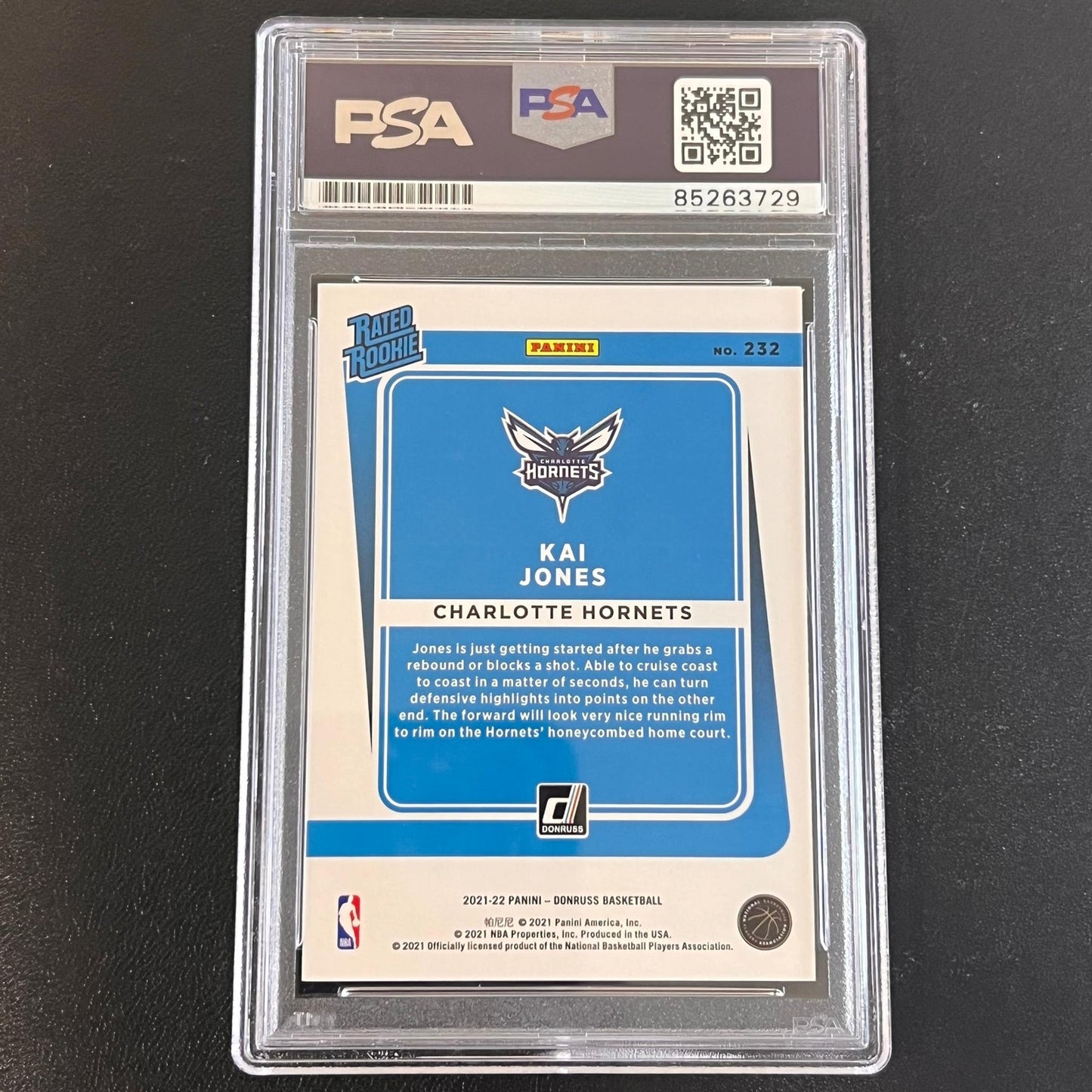 2021-22 Panini Donruss Rated Rookie #232 Kai Jones Signed AUTO PSA Slabbed Horne