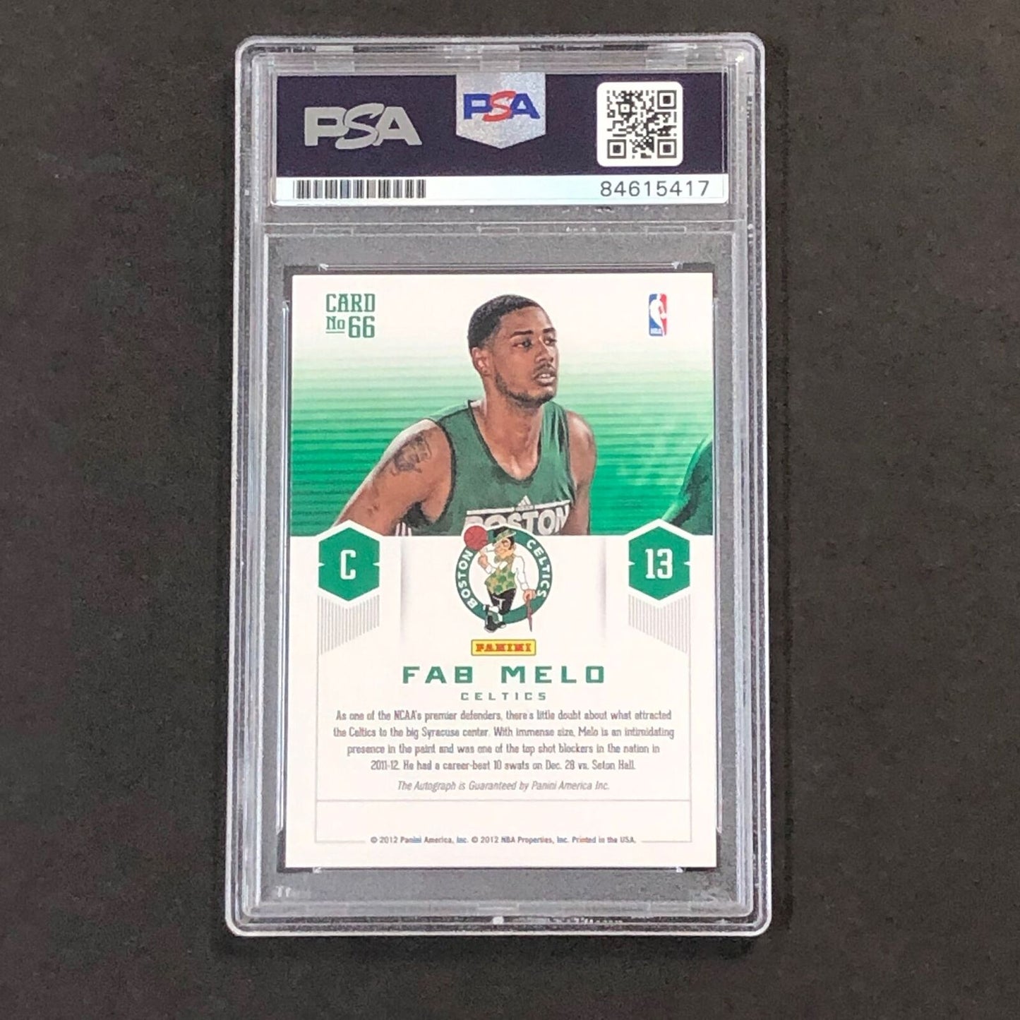 2012-13 Panini Prestige Prestigious Picks #66 Fab Melo Signed Card AUTO 10 PSA S
