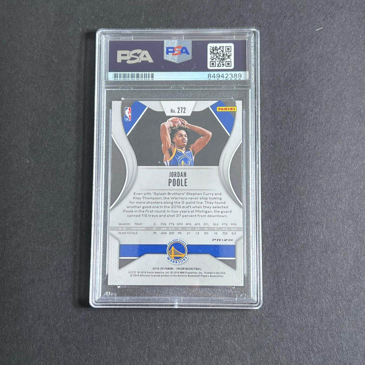 2019 Panini Prizm Silver #272 Jordan Poole Signed Rookie Card PSA Slabbed RC War