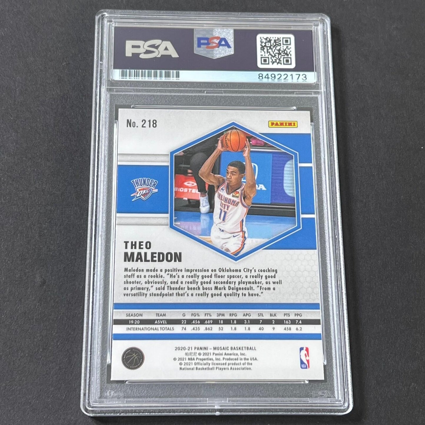 2020-21 Panini Mosaic #218 Theo Maledon Signed Card AUTO 10 PSA Slabbed RC