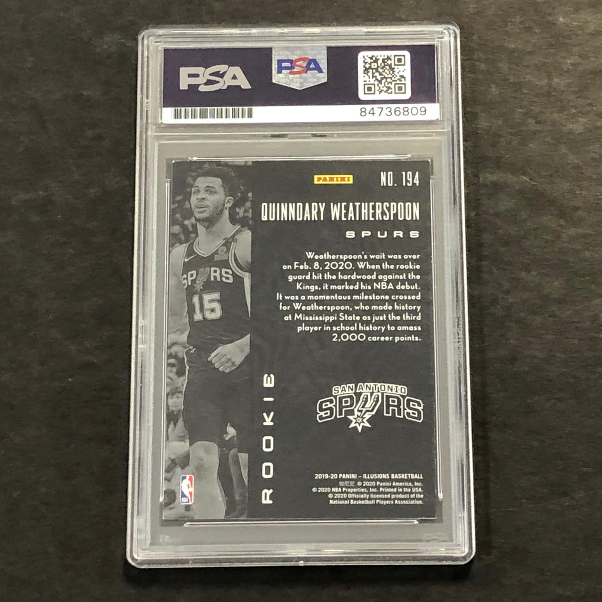 2019-20 Panini Mosaic #194 Quinndary Weatherspoon Signed Card AUTO PSA/DNA Slabb