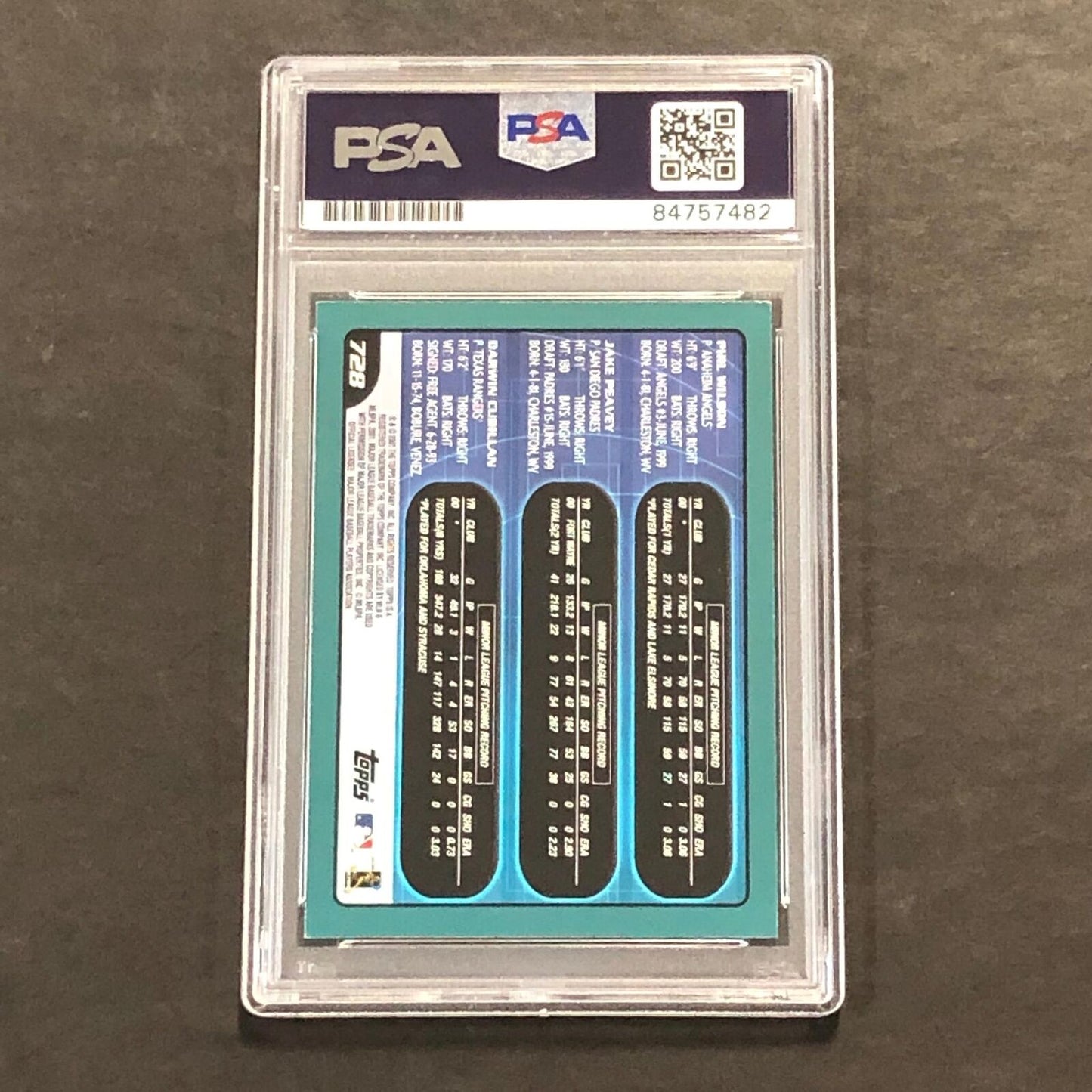 2001 Topps Prospects #728 Jake Peavy Signed Card AUTO 10 PSA Slabbed Auto Padres