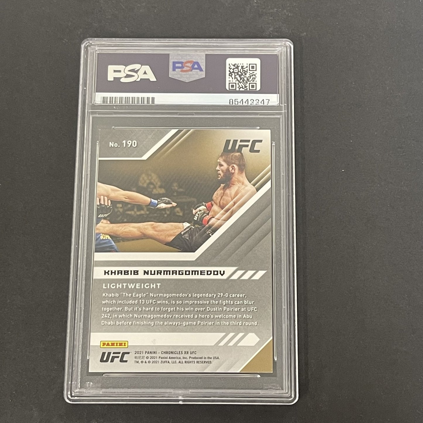 2021 Panini Chronicles #190 Khabib Nurmagomedov XR-UFC signed card PSA
